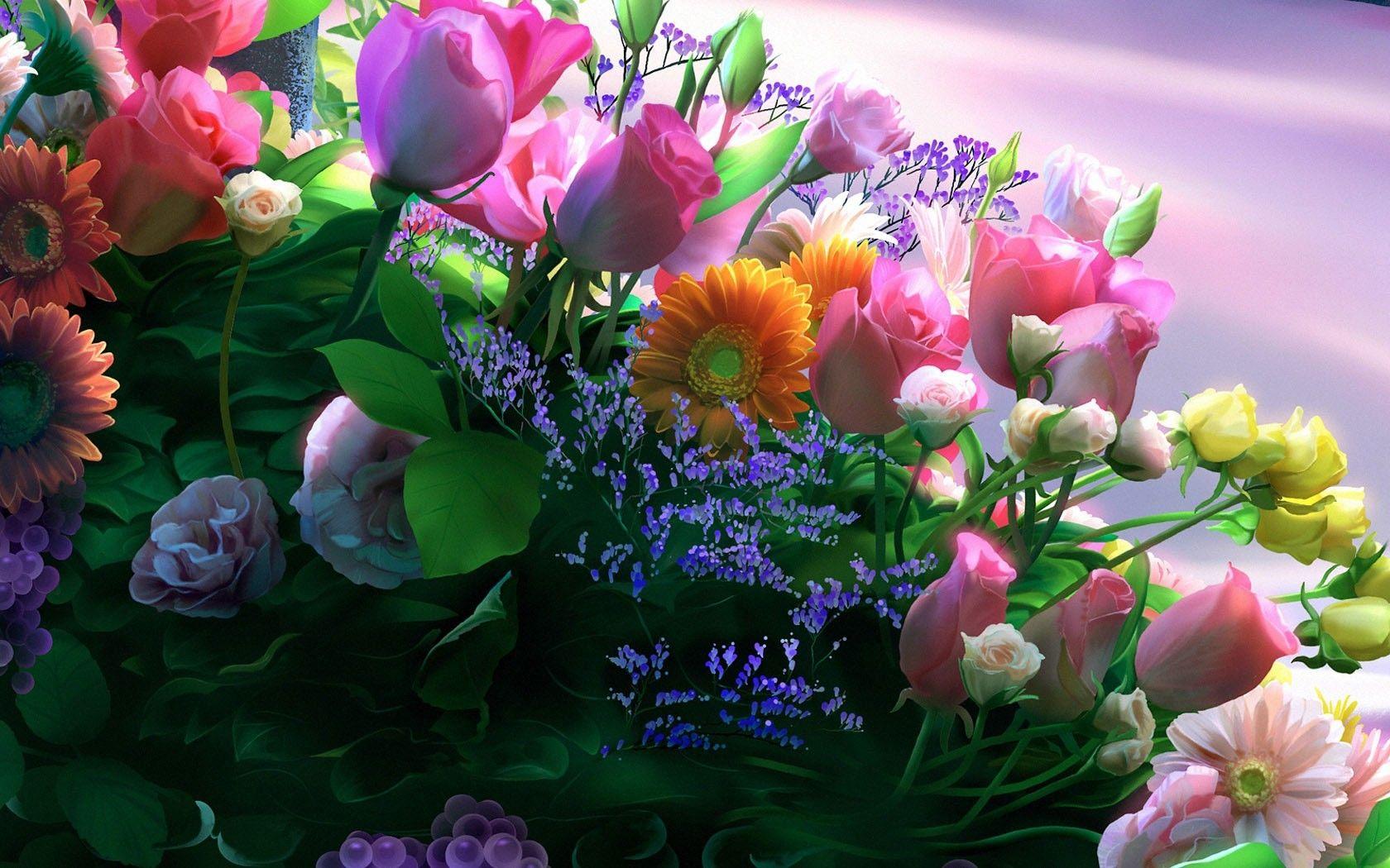 Flower wallpaper: SWEET GIFT Marbles Bouquets Blooms Pink