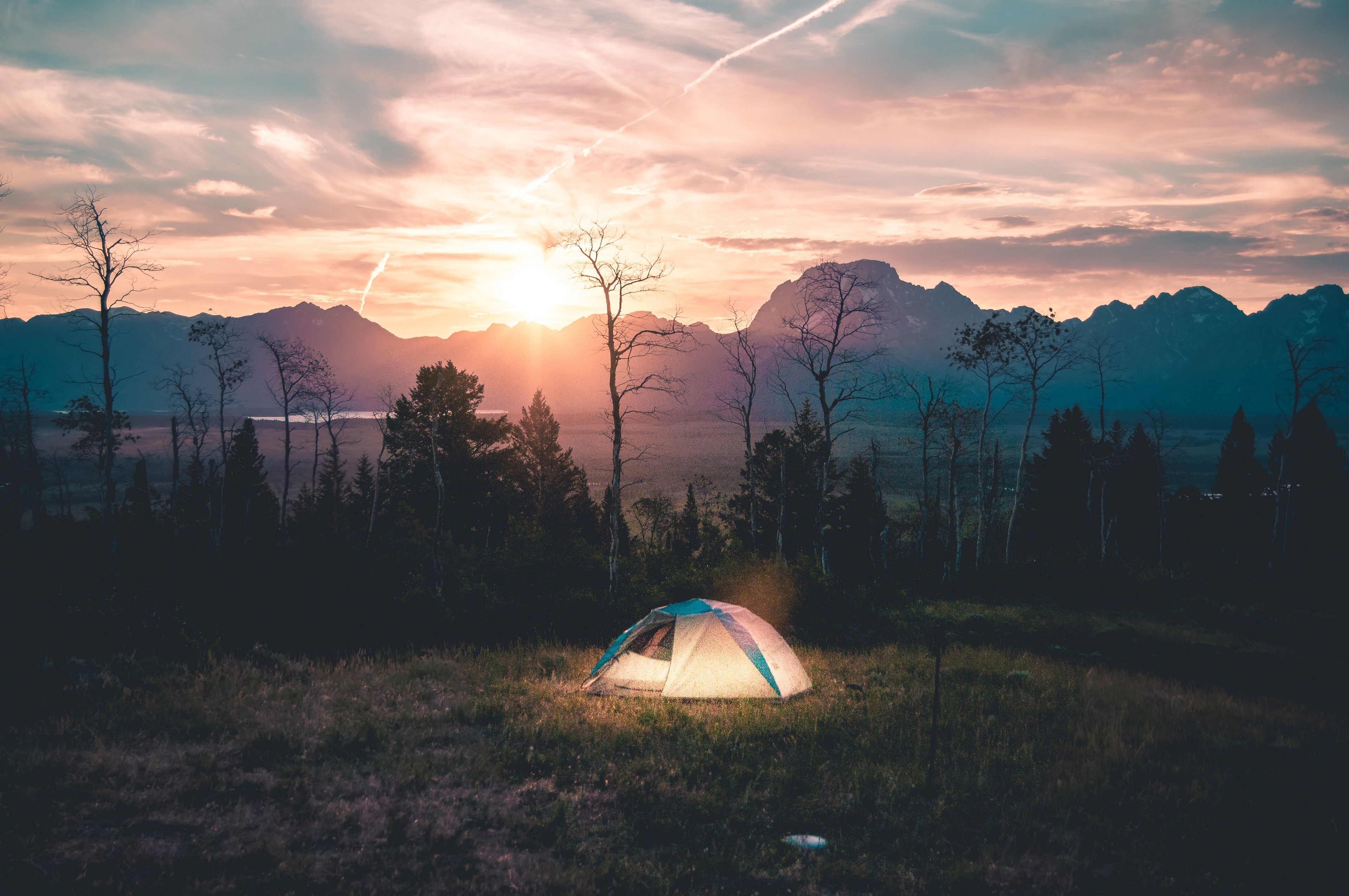 Camping Tent at Landscape 4K Wallpaper HD Wallpaper
