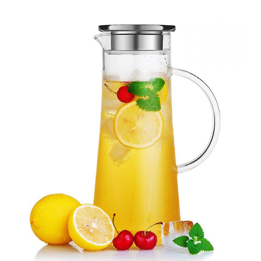 Glass Water Carafe With Stainless Steel Lid Oz Wallpaper Iced Tea