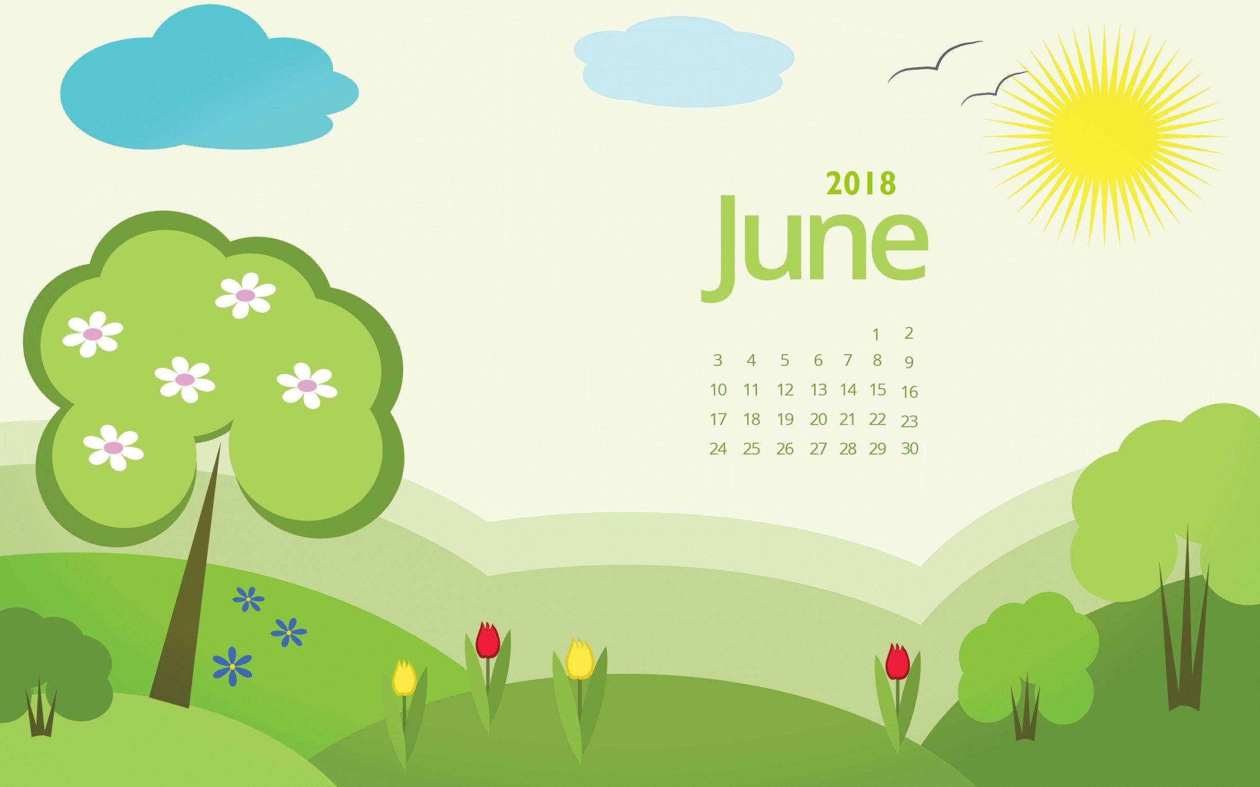June 2018 Desktop Calendar Printable