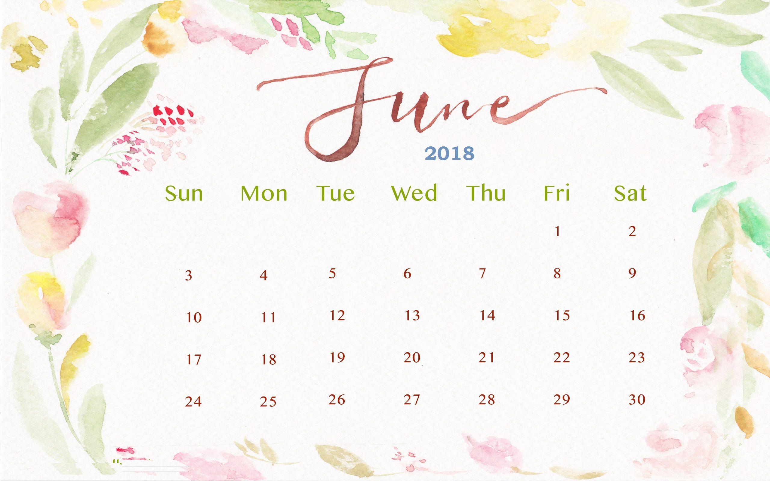 June 2018 Calendar Wallpaper Desktop