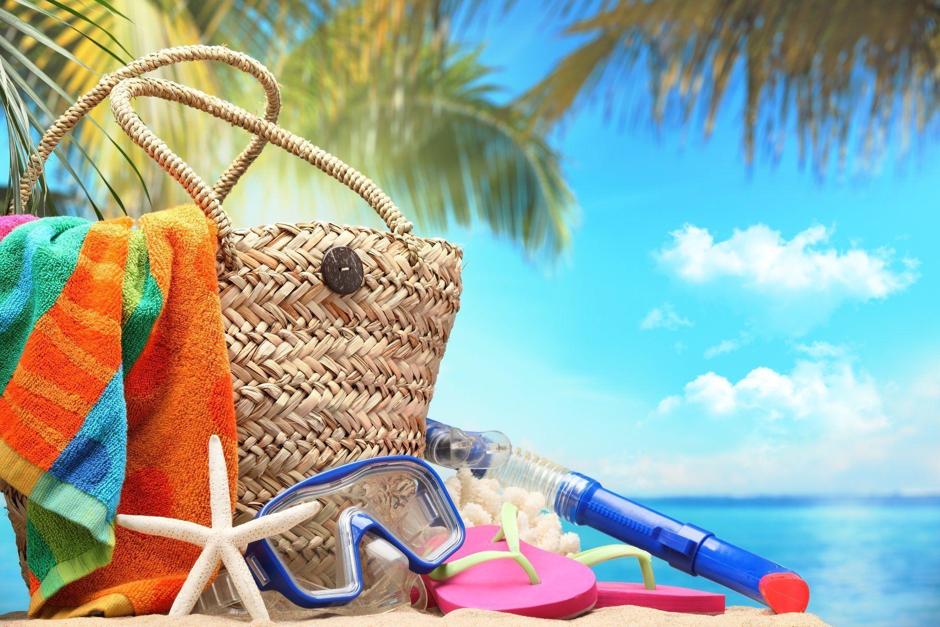 summer vacation beach accessories sea sun holiday sports HD wallpaper
