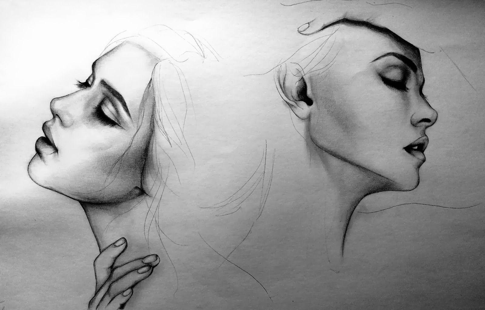 Pencil Sketch Of Girl Face Drawings Wallpaper. T_Face Head Hair