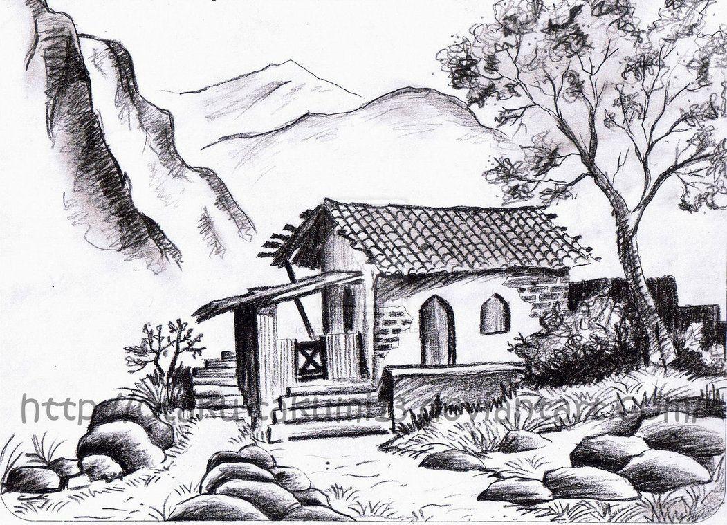 Pencil Drawing Wallpaper Black White Easy Landscape Drawings Pencil