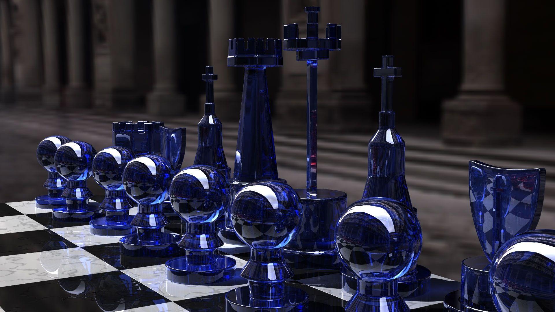 Download Wallpaper 1920x1080 chess, silver, glass, table, form Full