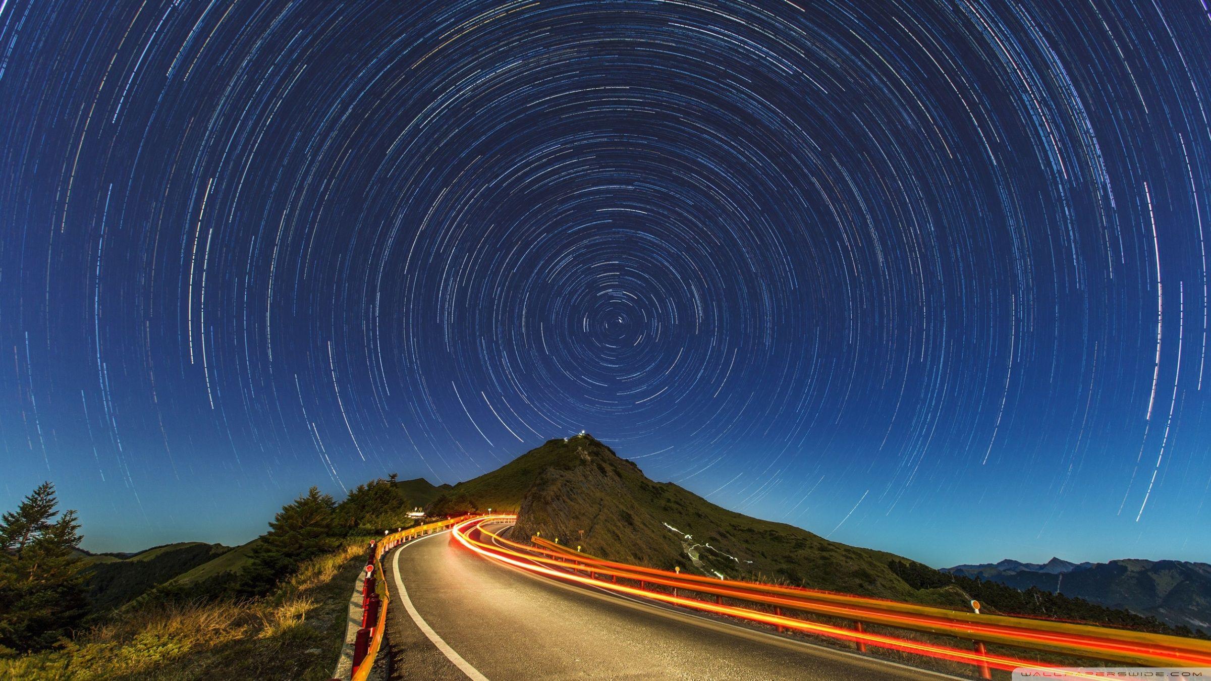 Star Trails, Mountain Road ❤ 4K HD Desktop Wallpaper for 4K Ultra