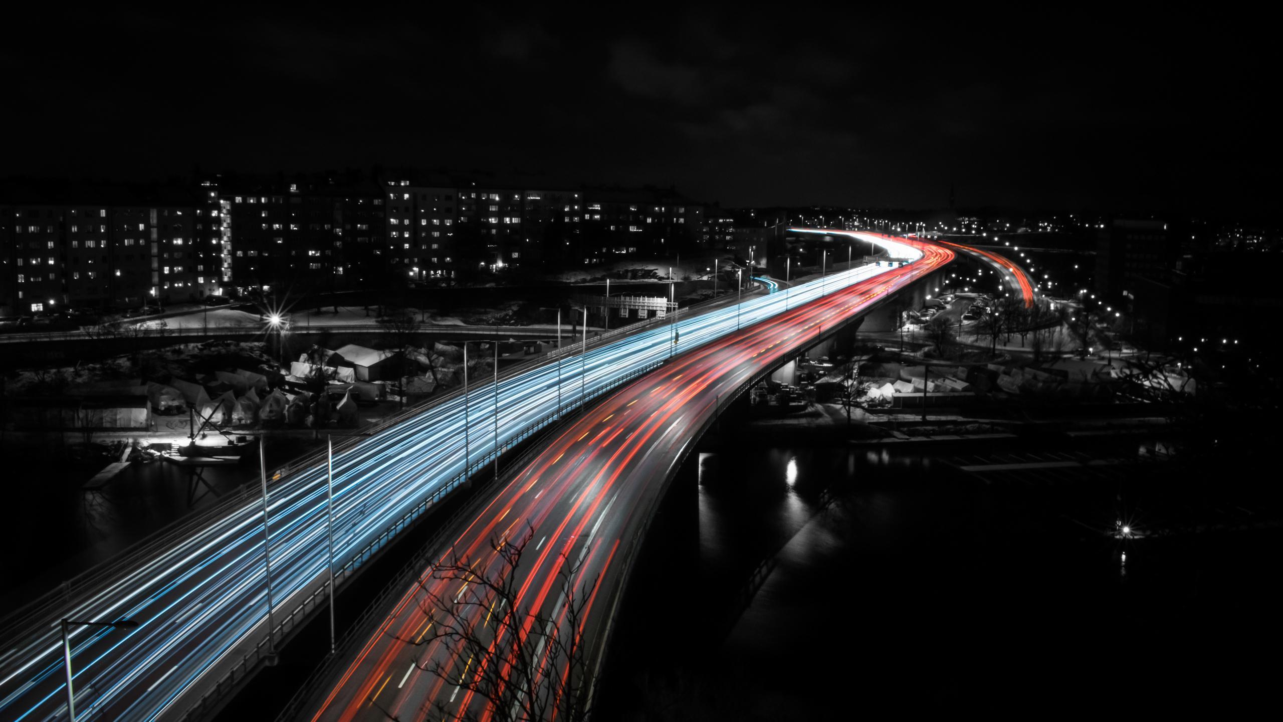 Stockholm Highway Speed Trails Lights, HD Photography, 4k Wallpaper