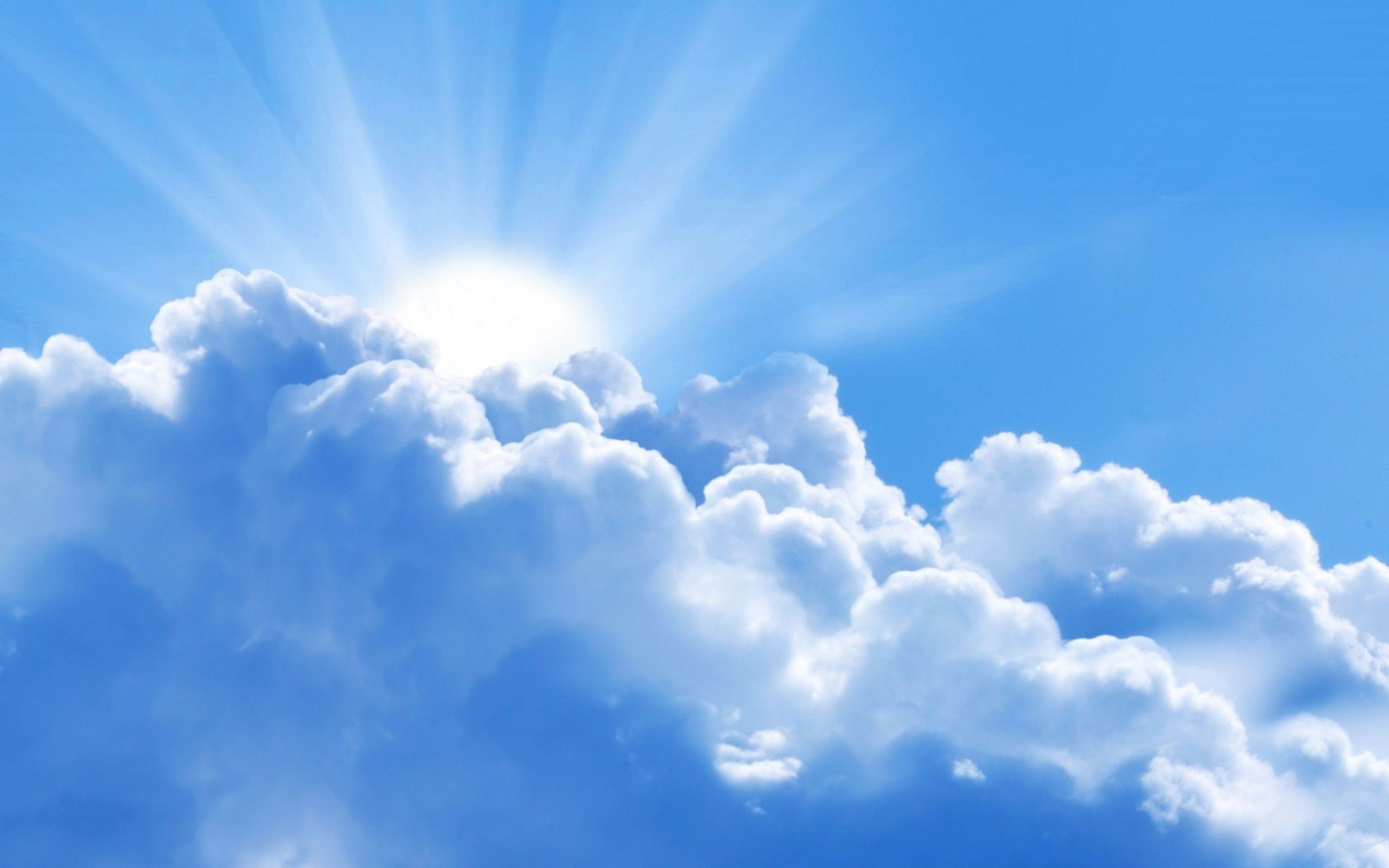 light blue background with clouds