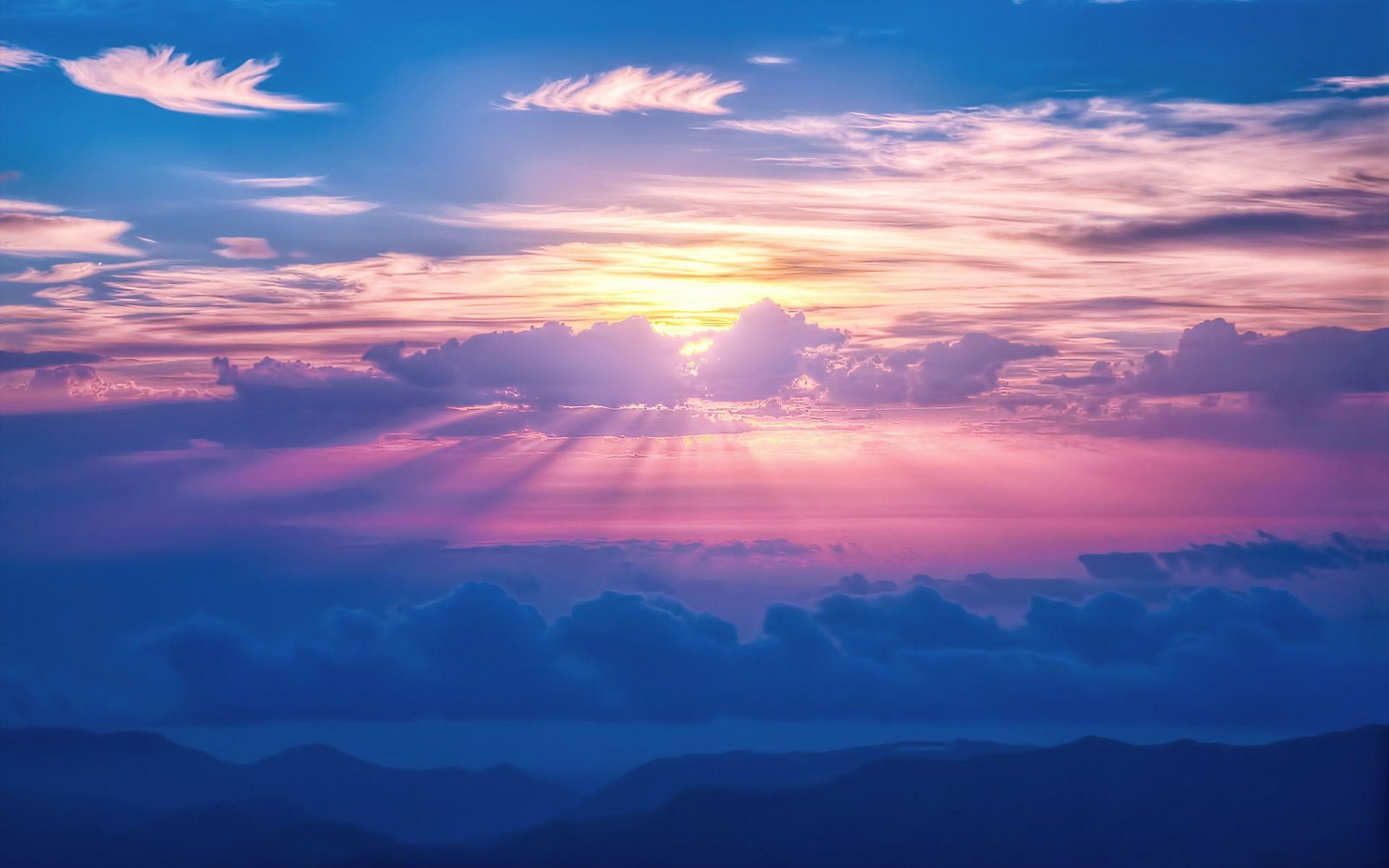 Sunrays Sky Clouds Wallpaper in jpg format for free download