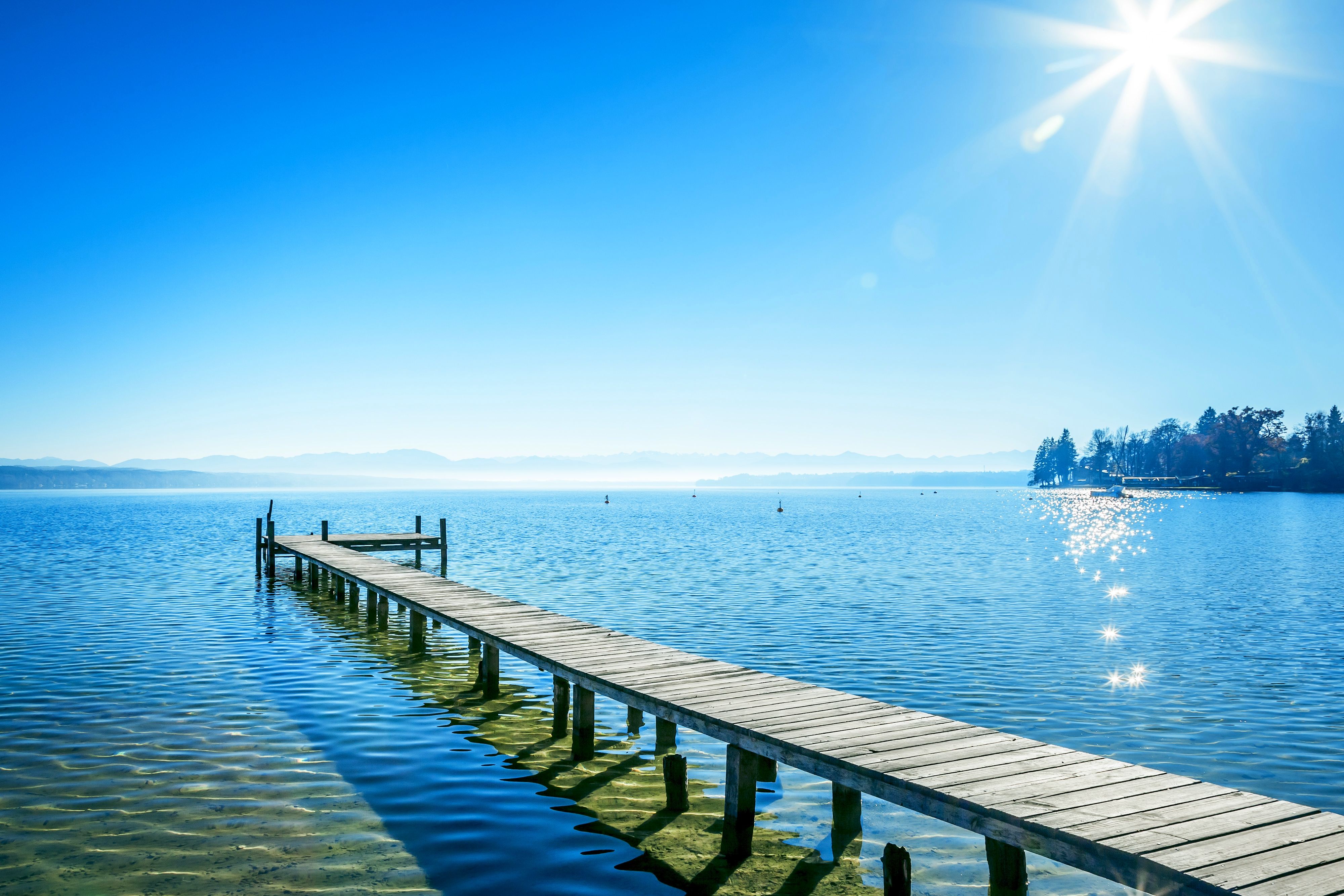 Serenity, Germany, lake, Bavaria, blue, beautiful, dock