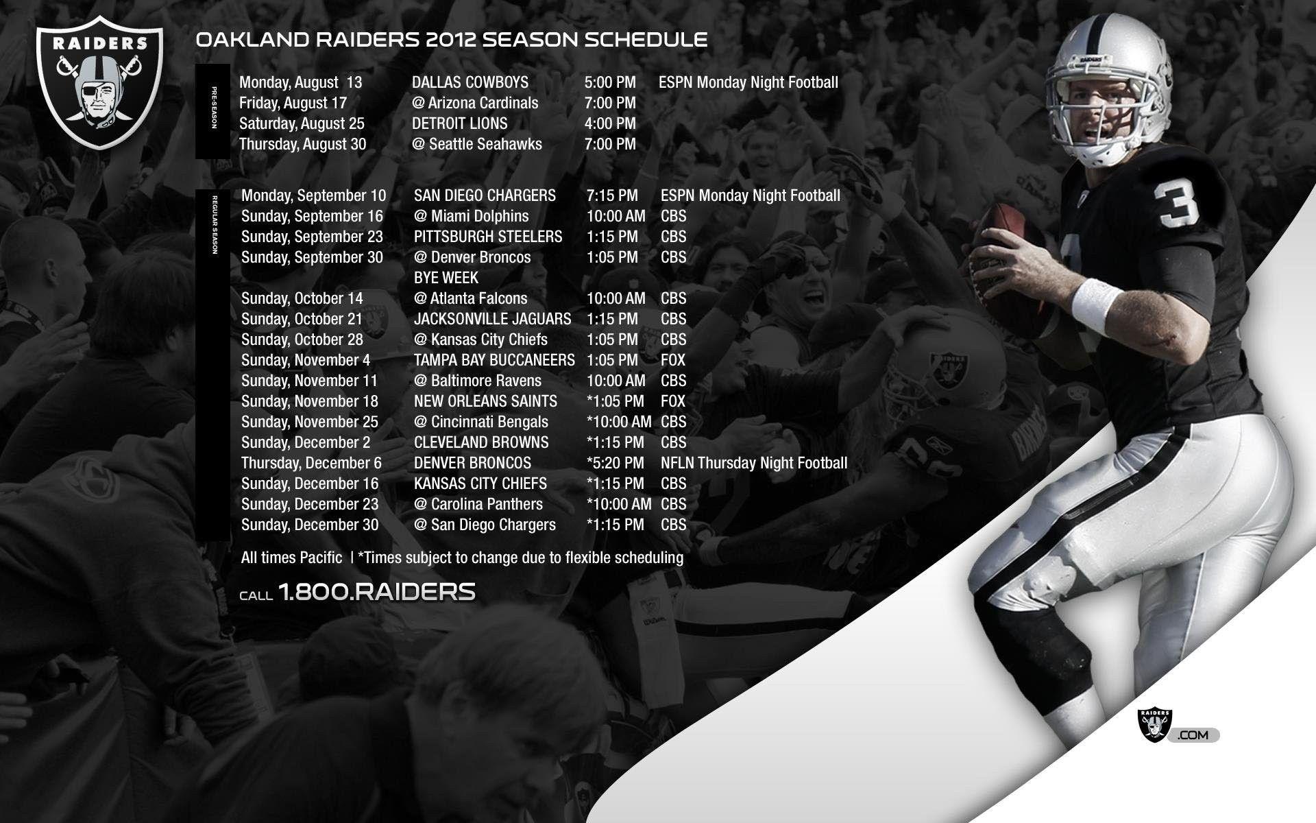 Oakland Raiders Schedule Printable Raiders Wallpaper Schedule