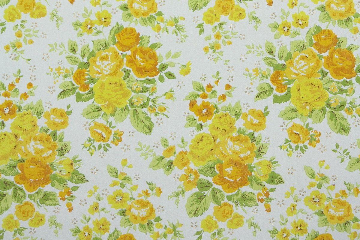 1960s Vintage Wallpaper by the Yard Retro Floral Wallpaper