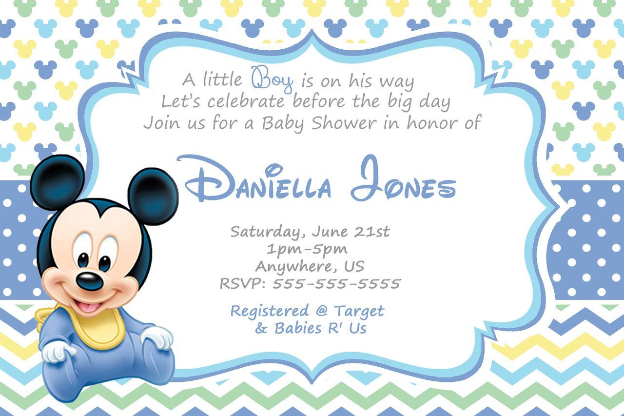 Baby Shower Invitations Charming Mickey Mouse Baby Shower