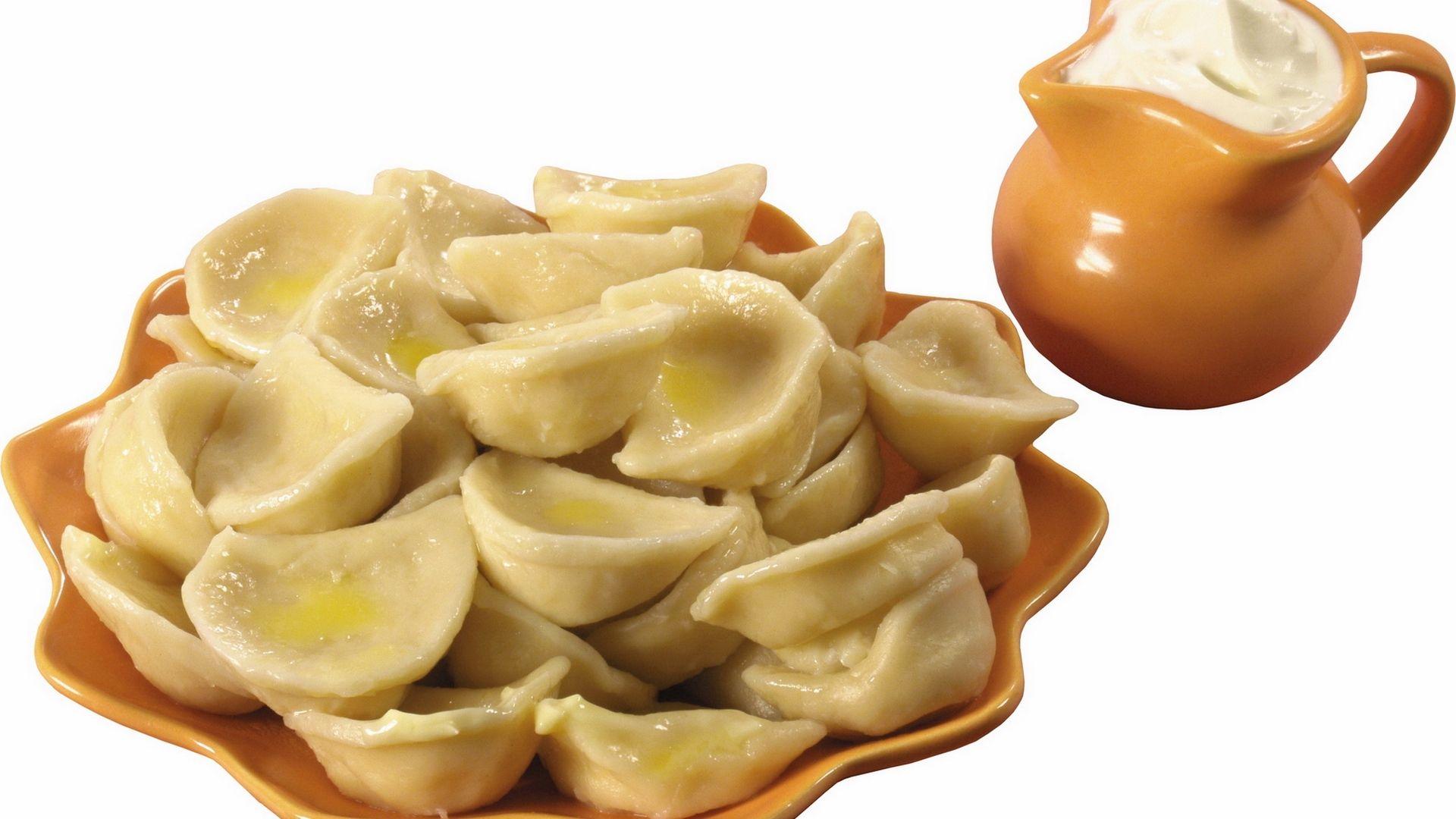 Download wallpaper 1920x1080 dumplings, butter, sour cream full HD