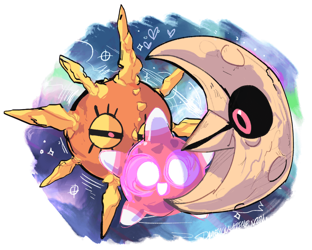 Minior & Solrock & Lunatone. Pokemon Sun and Moon