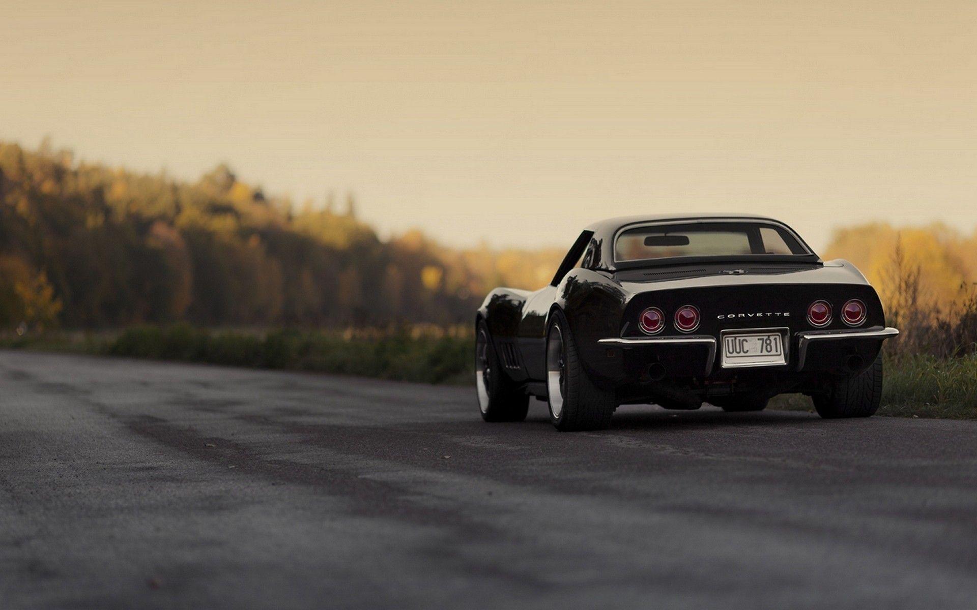 Retro 1969 black cars classic chevrolet corvette c3 wallpaper