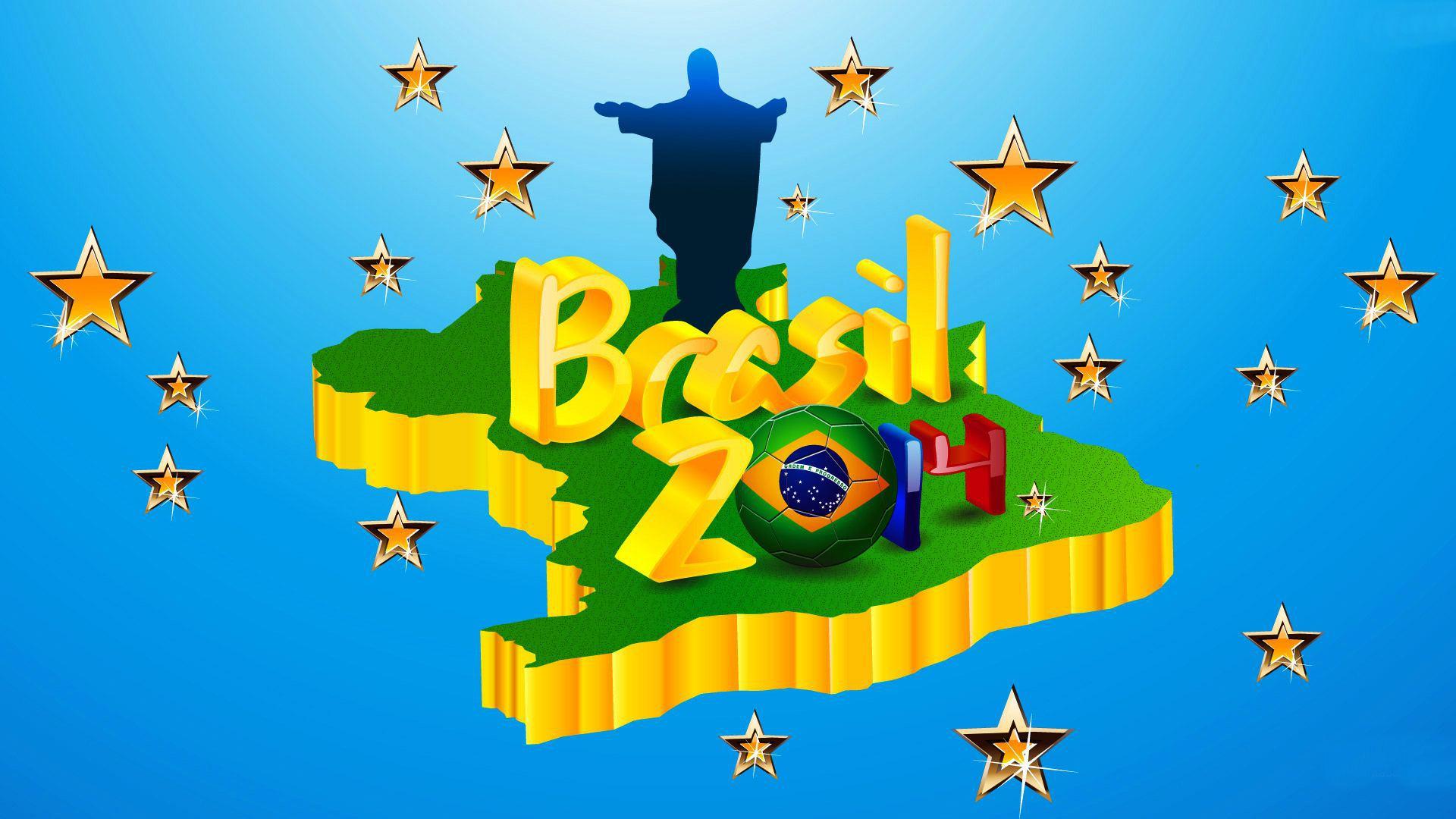 Logo on the map at the World Cup in Brazil 2014 wallpaper