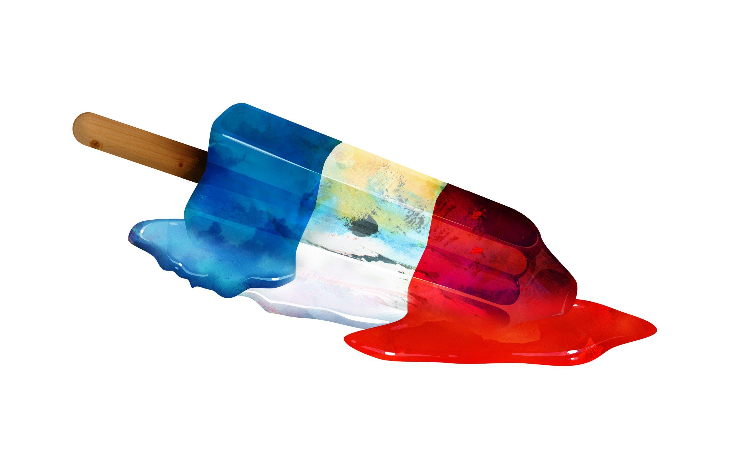 Popsicle vector art color red white blue summer melt stick liquid