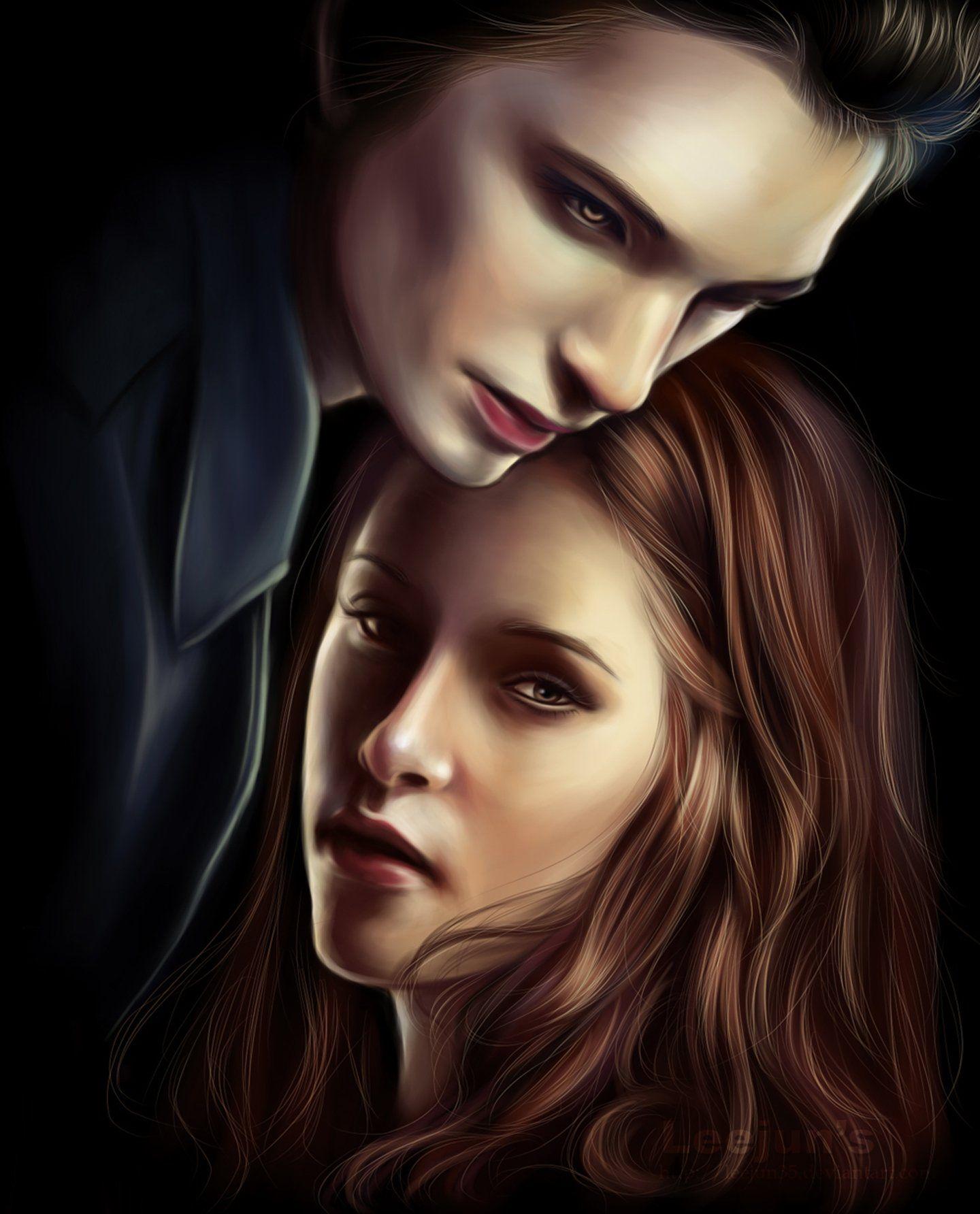 Twilight Edward Bella painting work art love forever movie series
