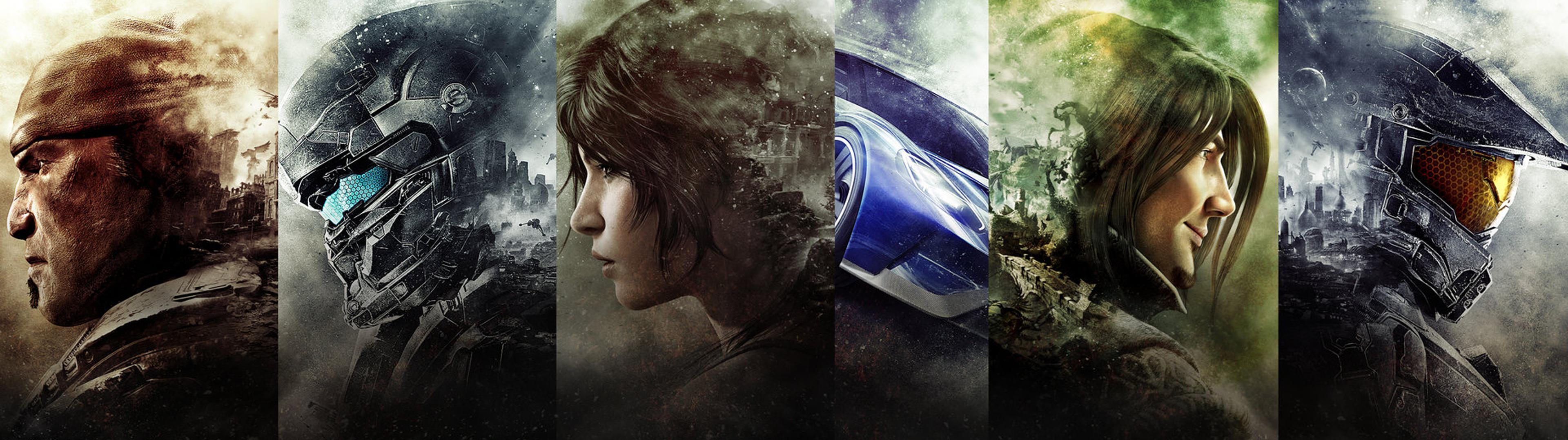 Dual screen wallpaper of Xbox E3 posters
