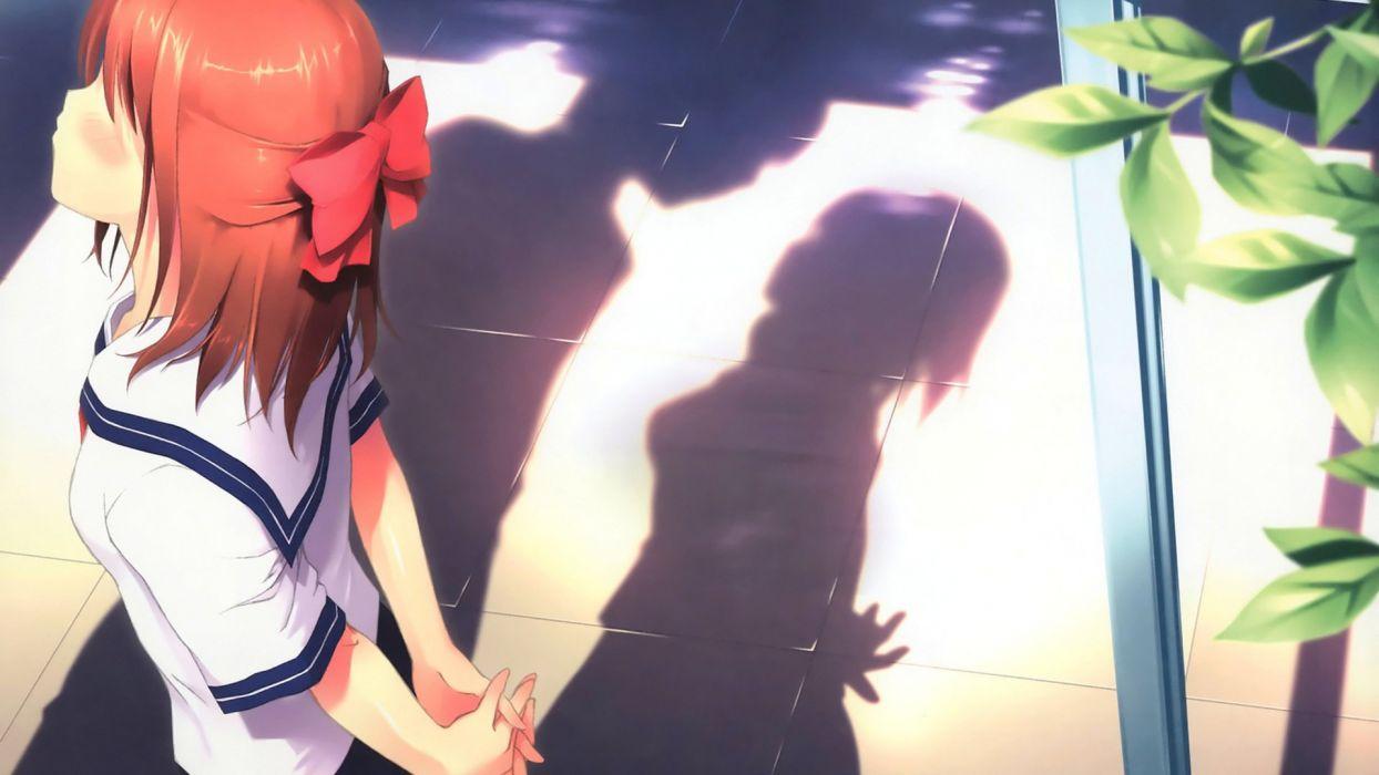 Bow girl shape shadow kiss anime wallpaperx1080