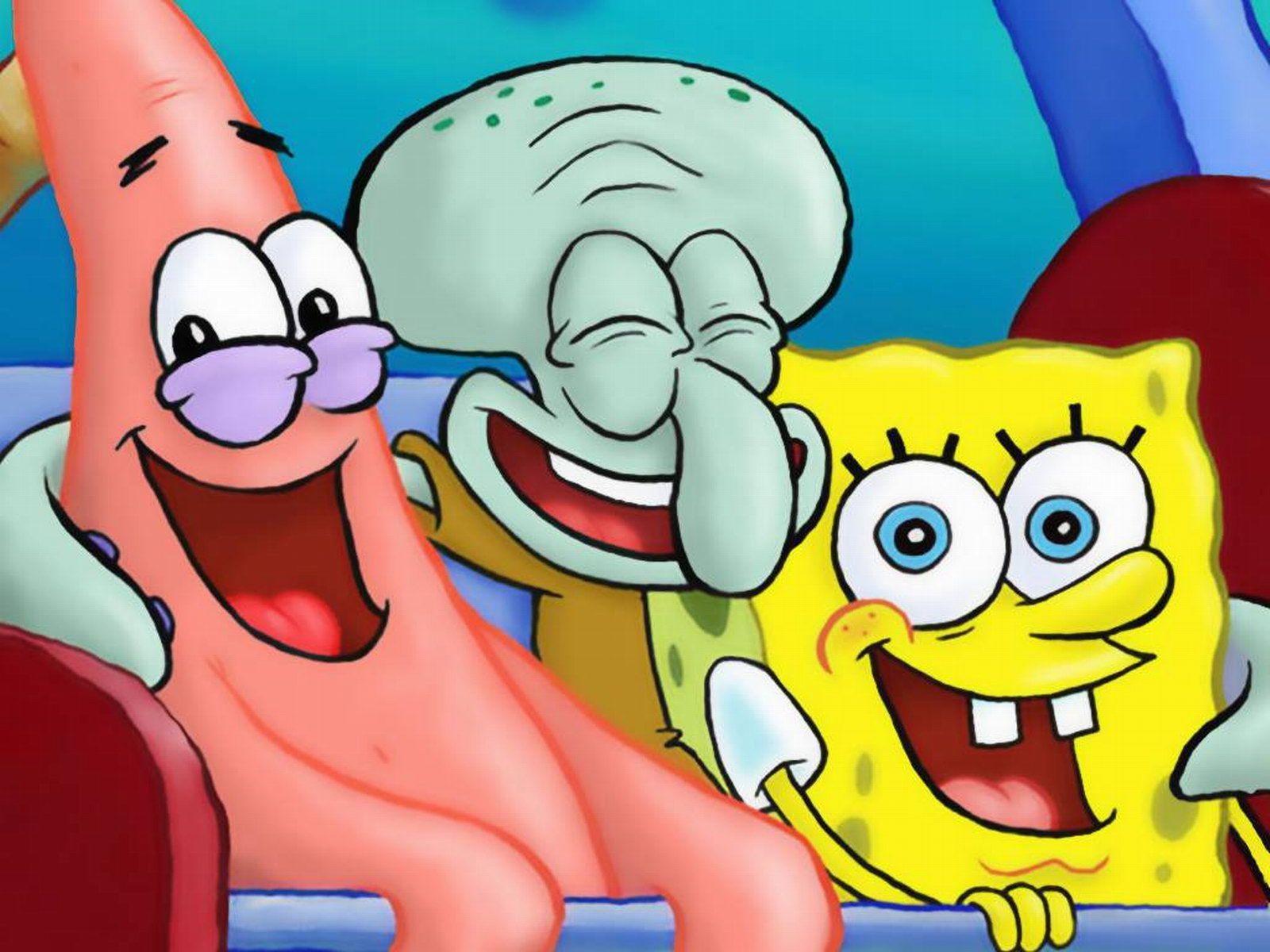 Spongebob Squarepants, Patrick Star, and Squidward Tentacles. My