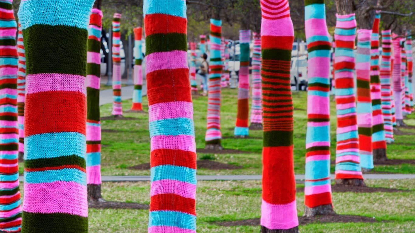 Trees in sweaters, Blanton Museum Of Art, University Of Texas