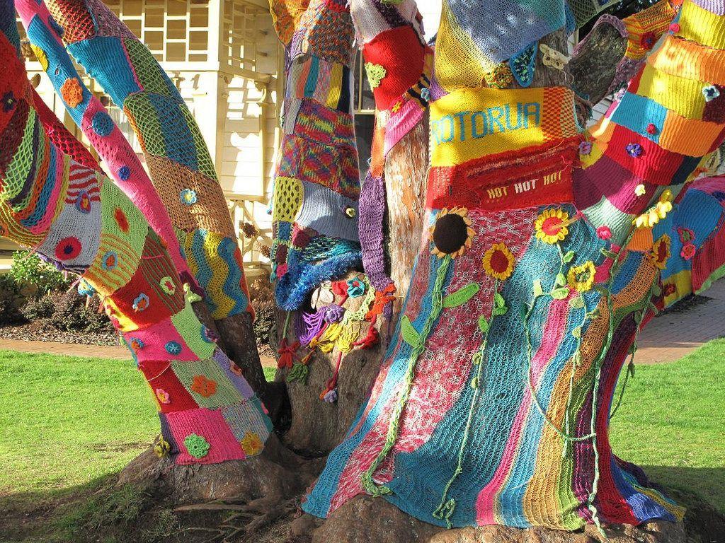 Rotorua Yarn Bomb Tree. Yarn bombing, Yarns and Art yarn