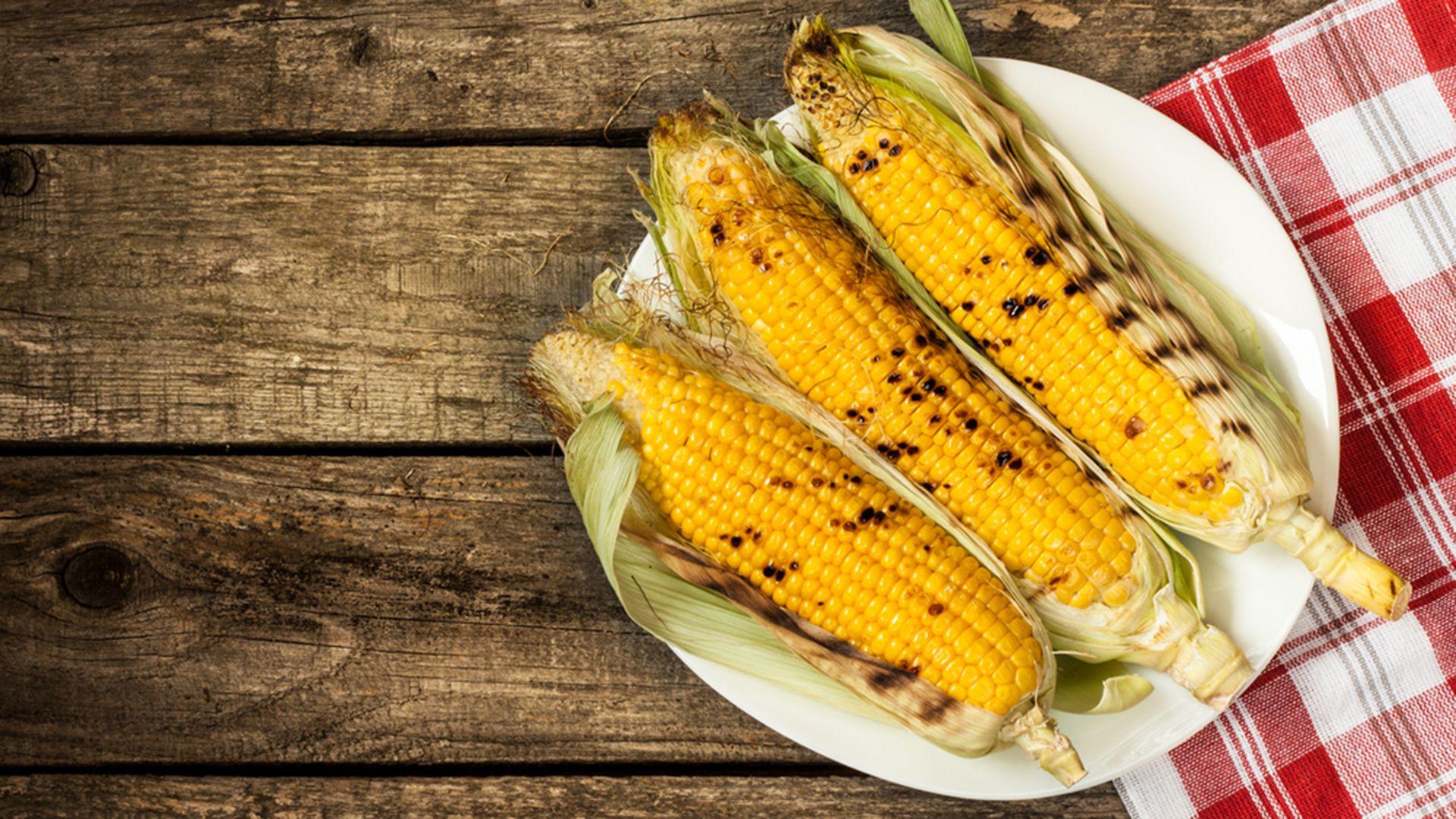 Grilled Corn with Cornbread Butter and Popcorn