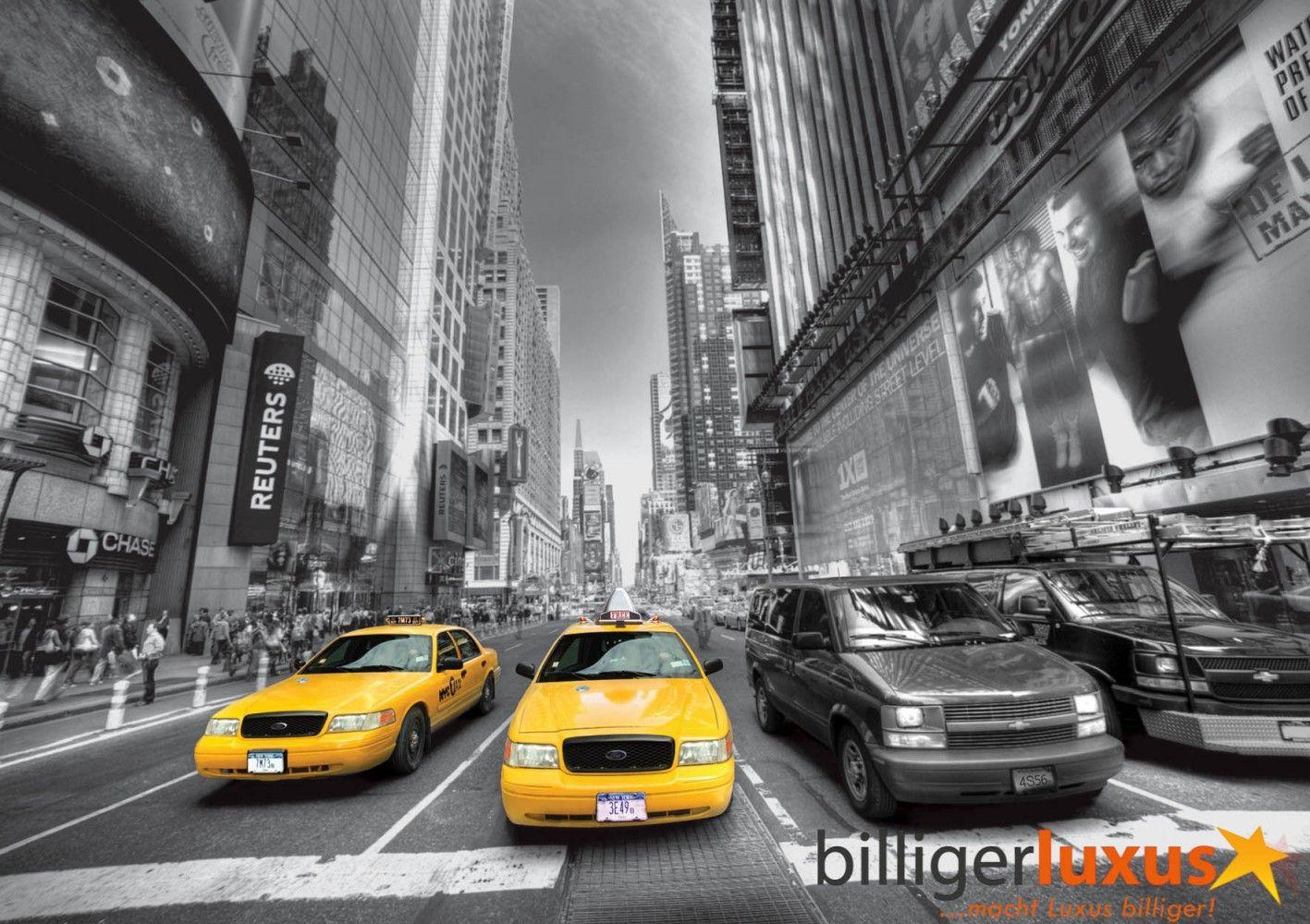 Wall mural wallpaper Taxi Yellow Cap New York car black white photo