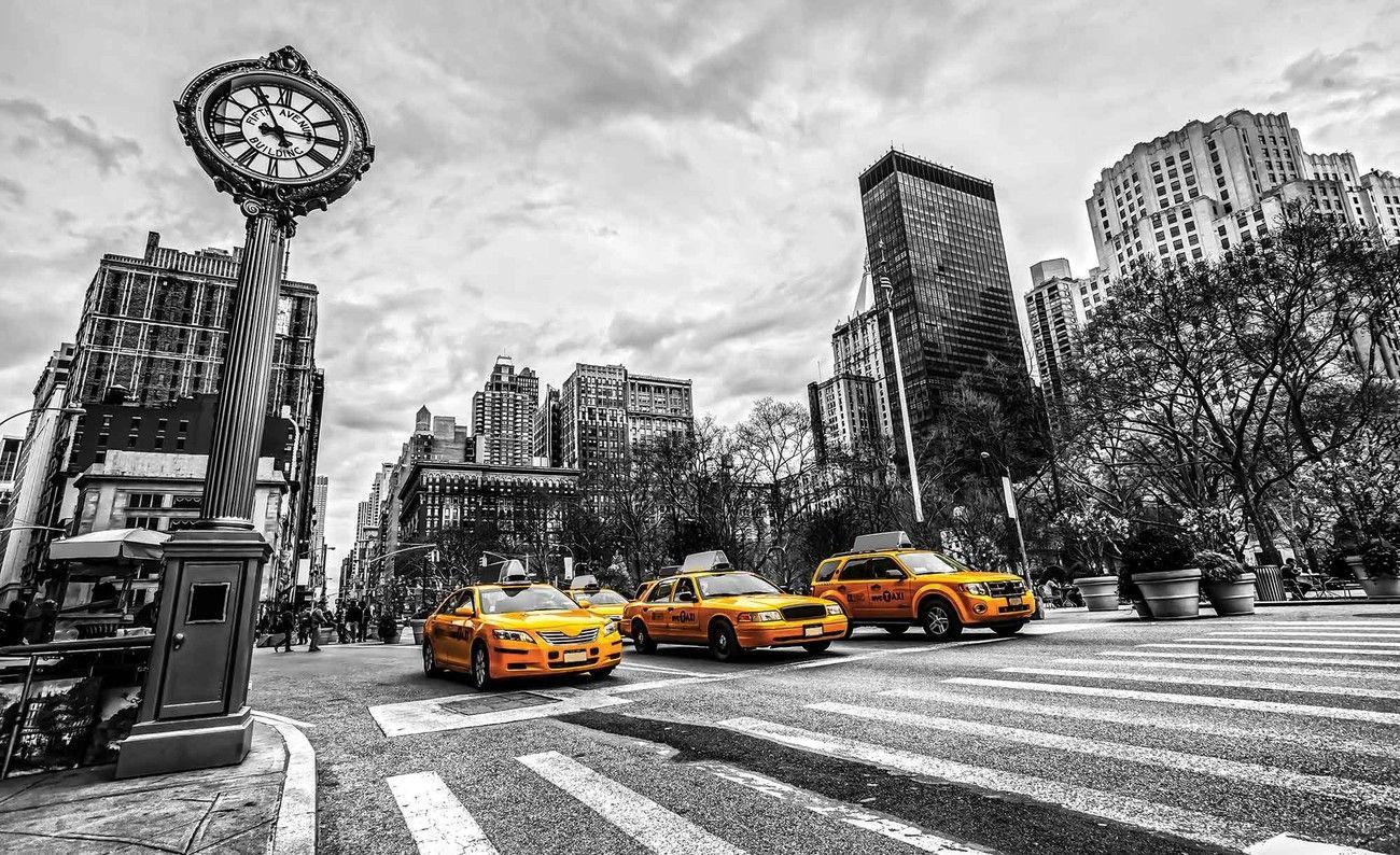 New York City Cabs Wall Paper Mural