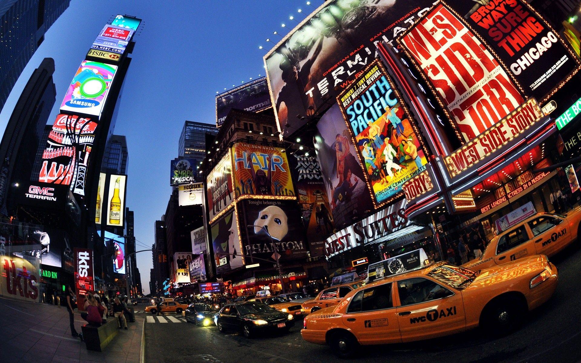 cars, New York City, Manhattan, Times Square, taxi wallpaper