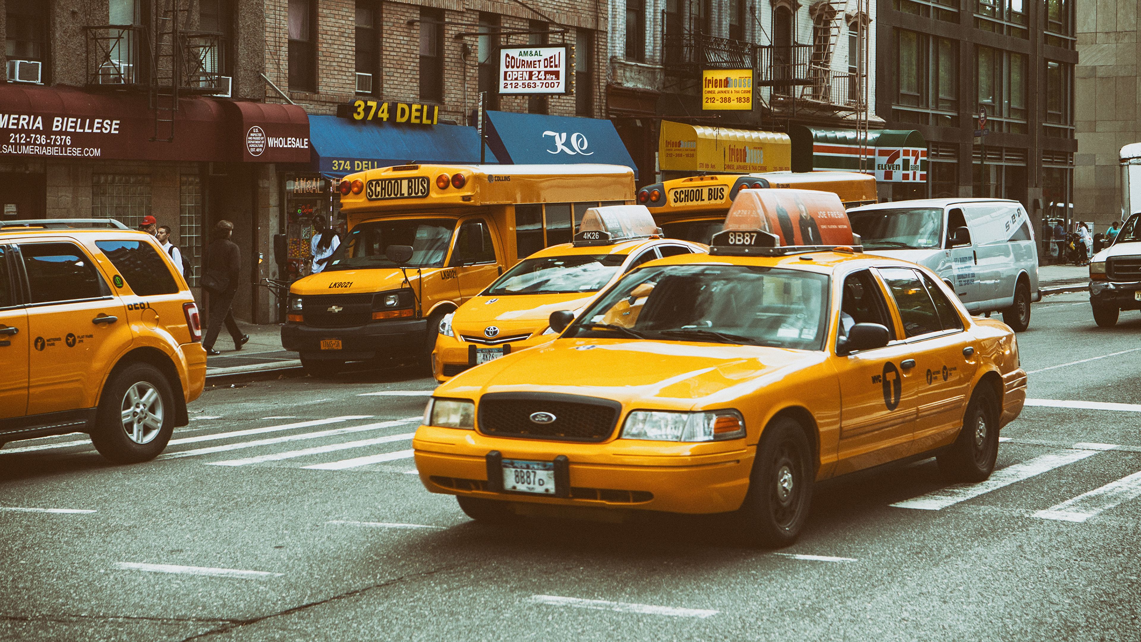 Wallpaper Manhattan New York City Taxi USA Street 3840x2160