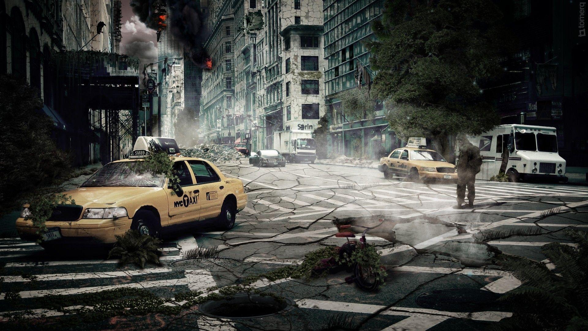 cityscapes, streets, end of the world, New York City, taxi