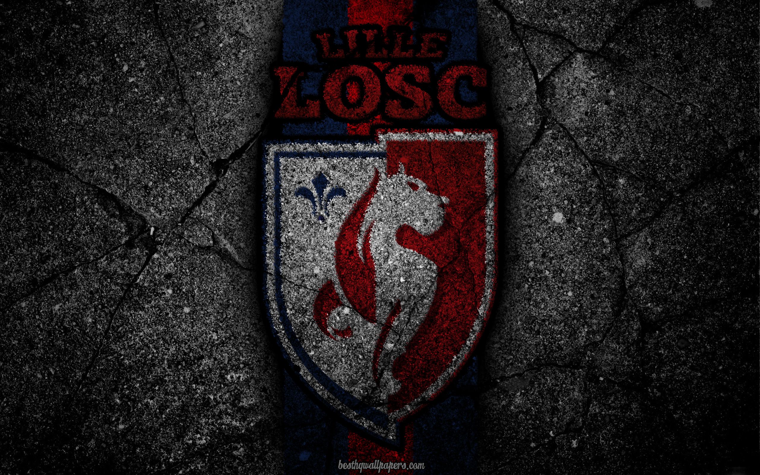 Download wallpaper Lille, logo, art, Liga soccer, Lille OSC