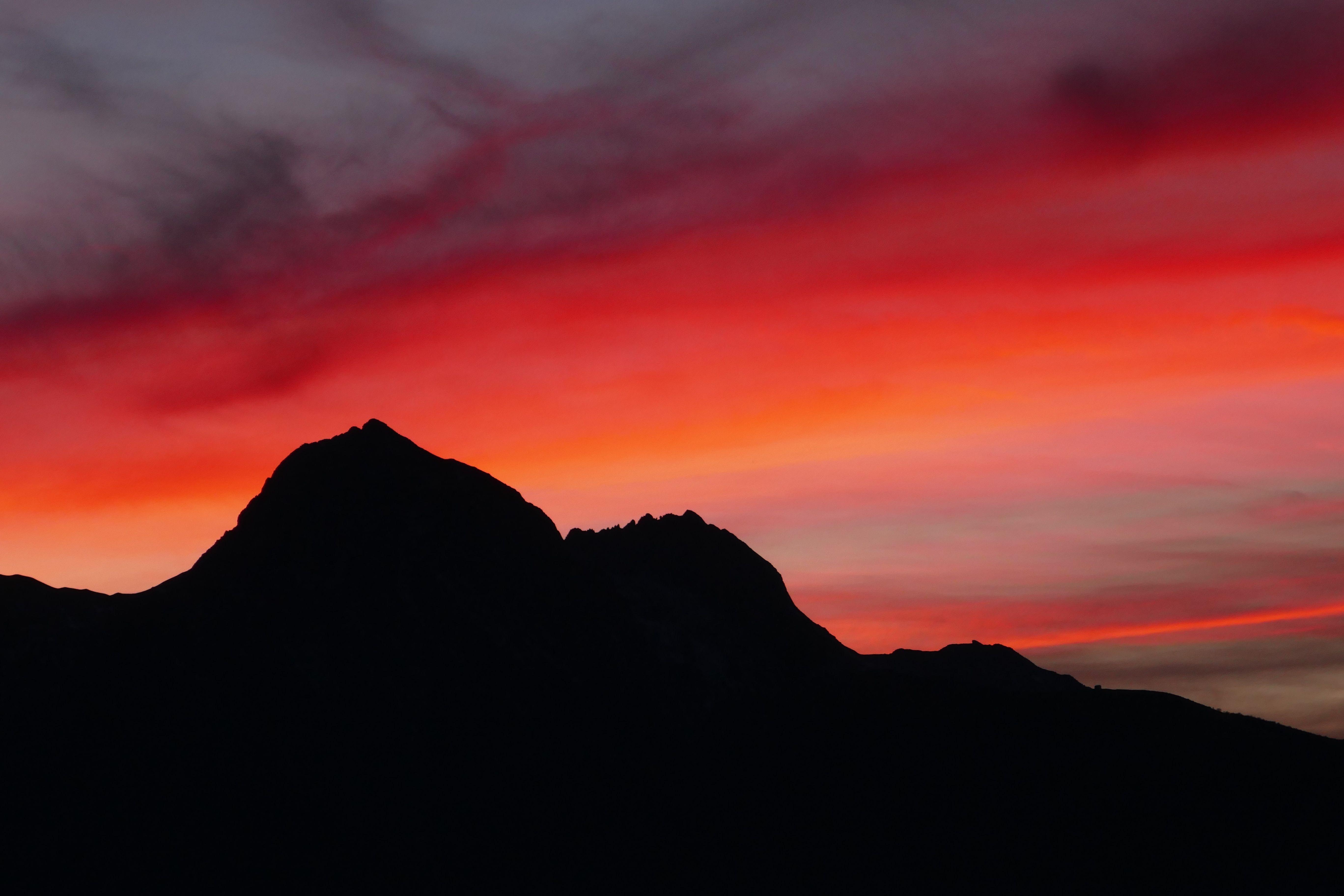 Sunset Mountains Red Sky 5k, HD Nature, 4k Wallpaper, Image
