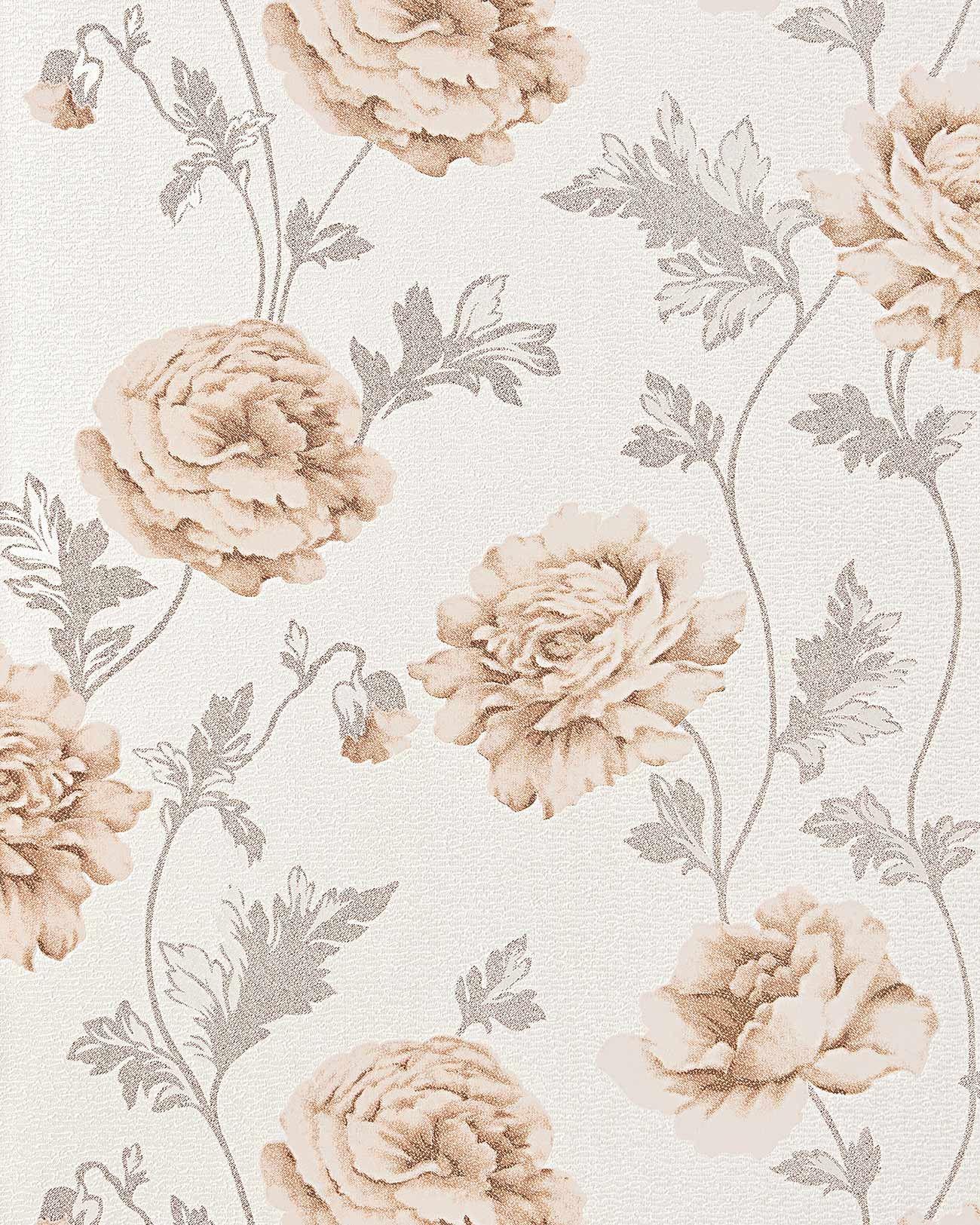 EDEM 086 23 Romantic Wallpaper Floral Design Roses Texture Beige