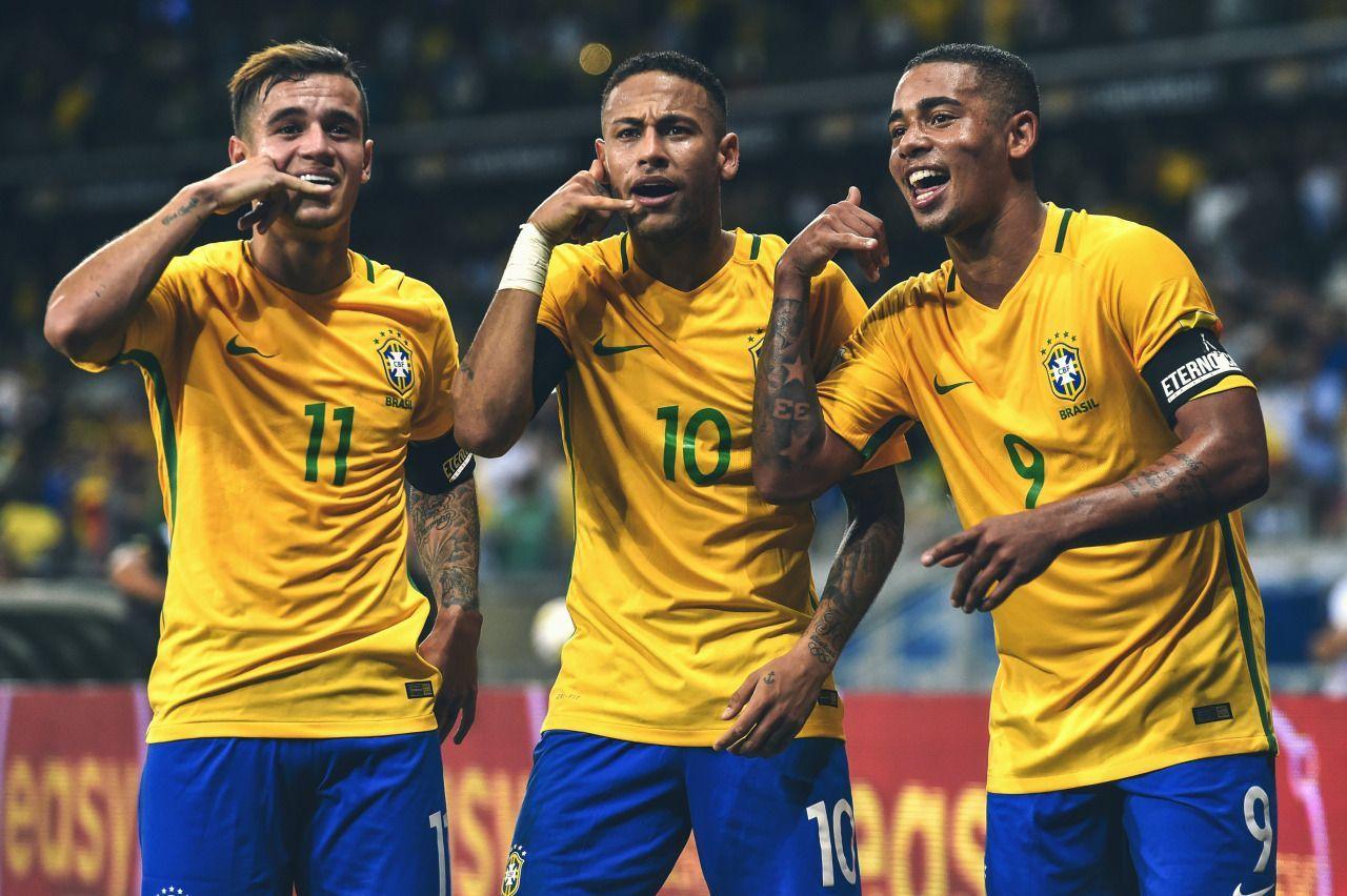 Coutinho, Neymar, and Gabriel Jesus Goal Celebration. International