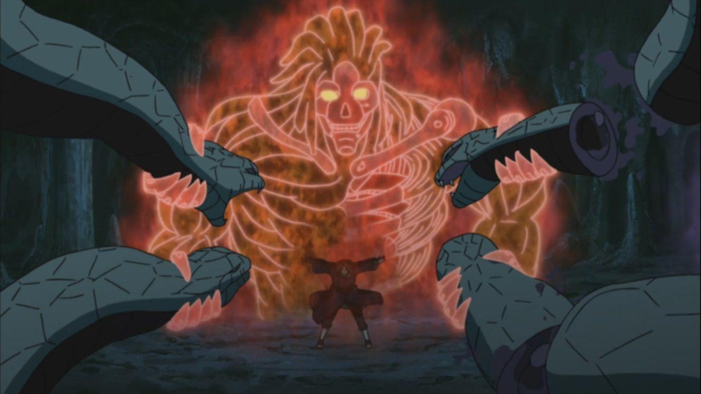 Snakes stopped by Itachi Susanoo. Daily Anime Art