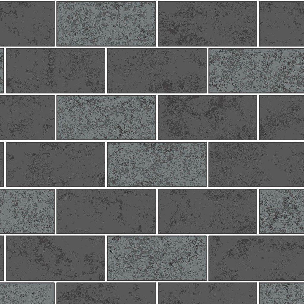 Ceramica Black Glitter Subway Tile Wallpaper