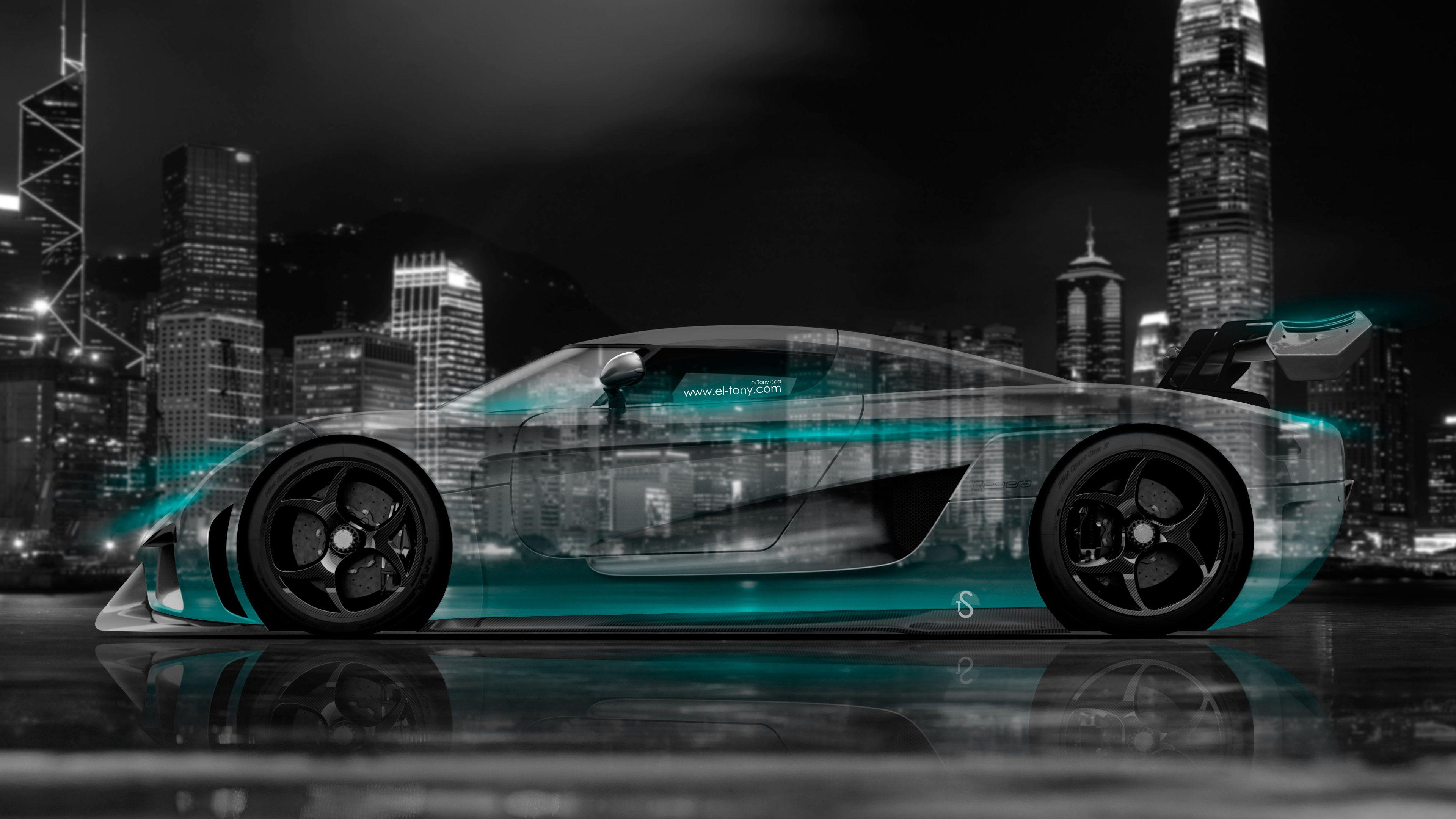 4K Koenigsegg Regera Side Crystal City Car 2015