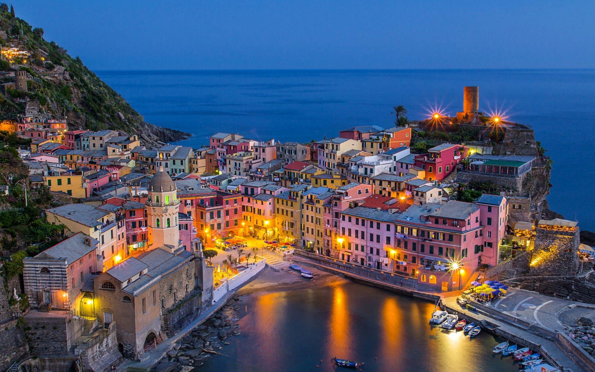 Evening View of Vernazza, La Spezia, Liguria, Italy, Cinque Terre