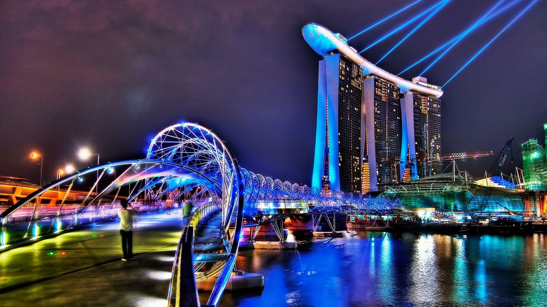 HDR photography, architecture, skyscrapers, city night, night city