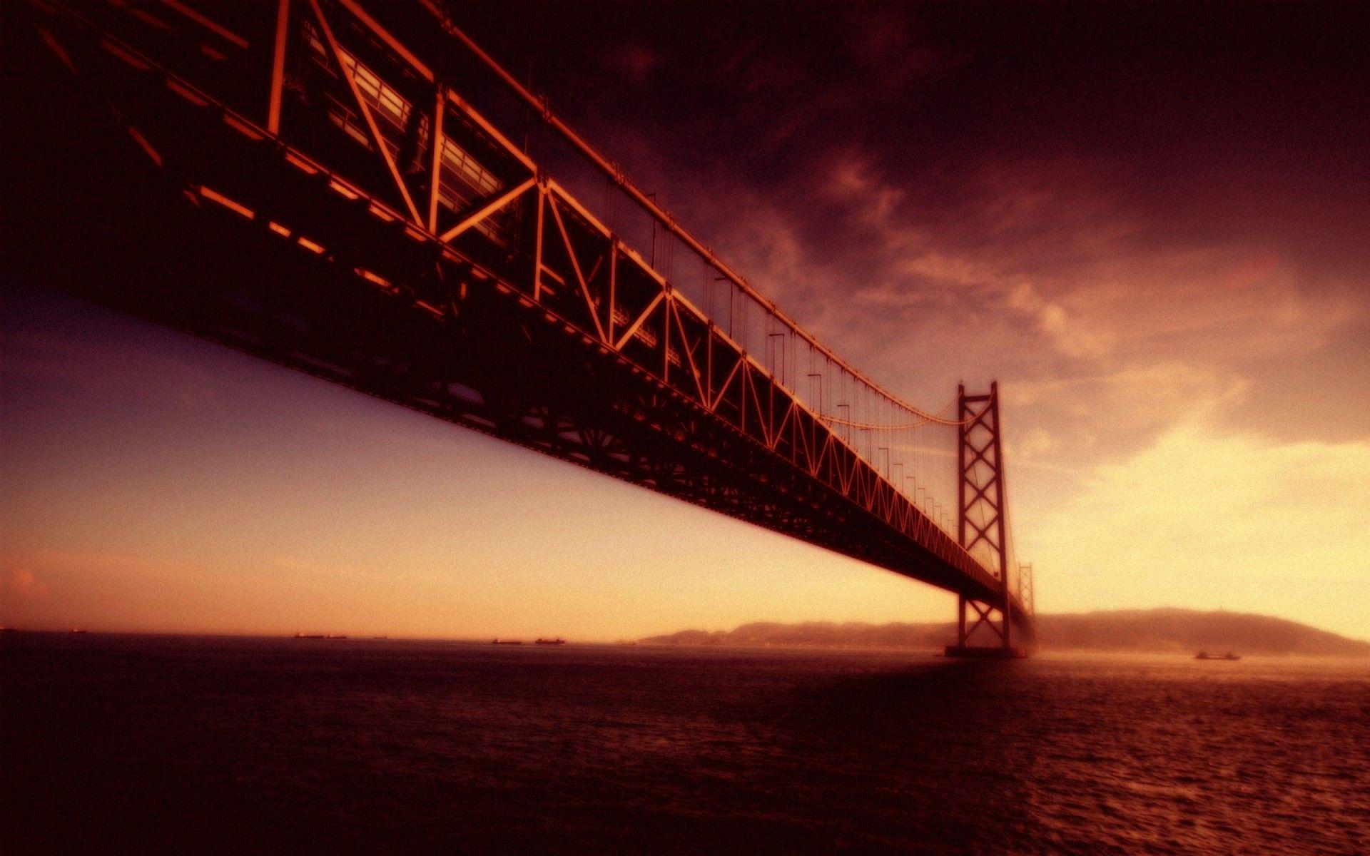 Bridges: Long Bridge Sunset Red Destination Dual Wallpaper for HD 16