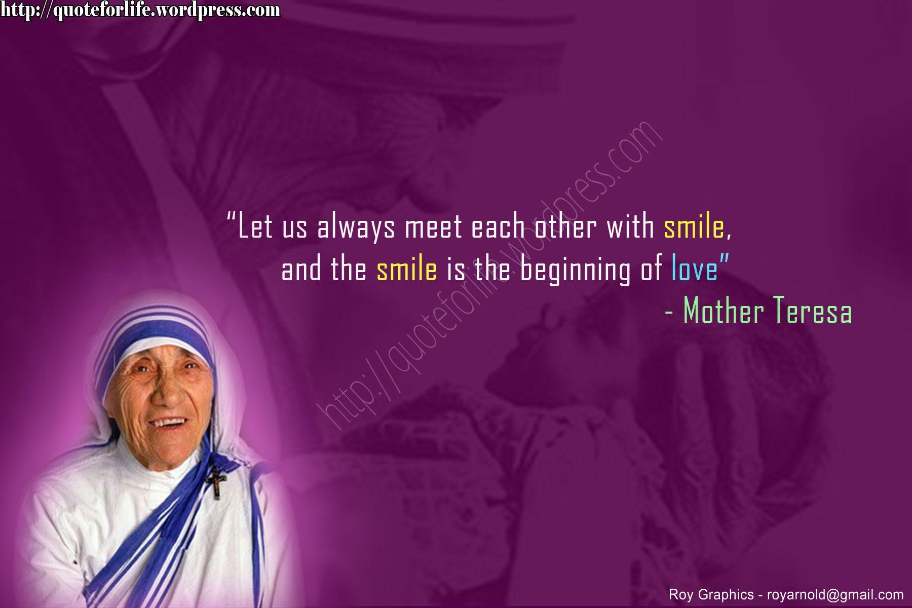 Christian Quote: Smile By Mother Teresa Wallpaper