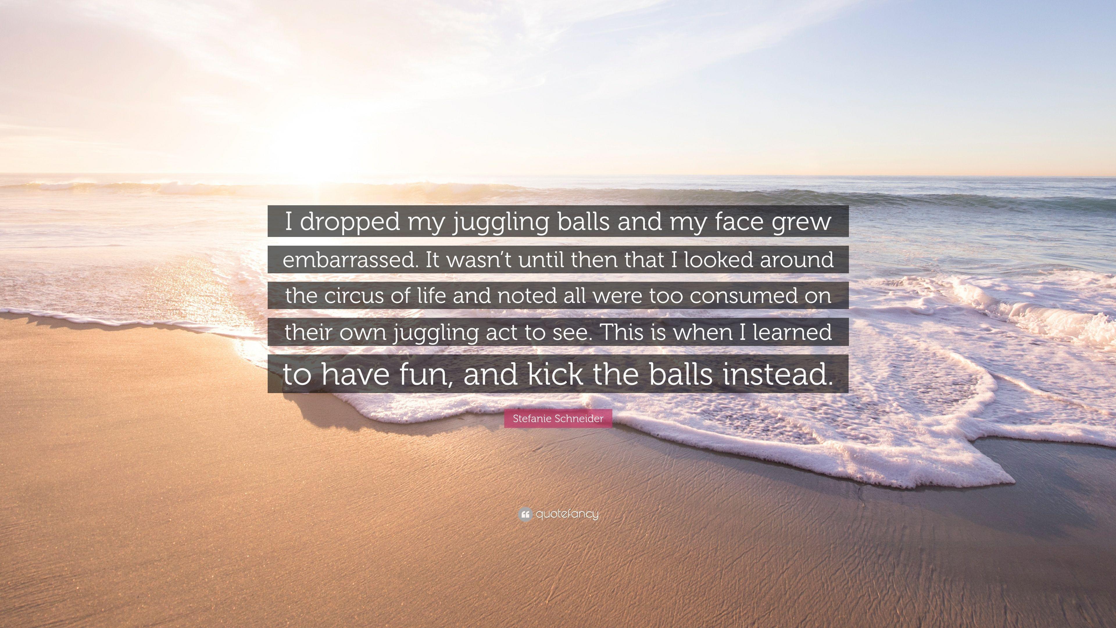 Stefanie Schneider Quote: “I dropped my juggling balls and my face