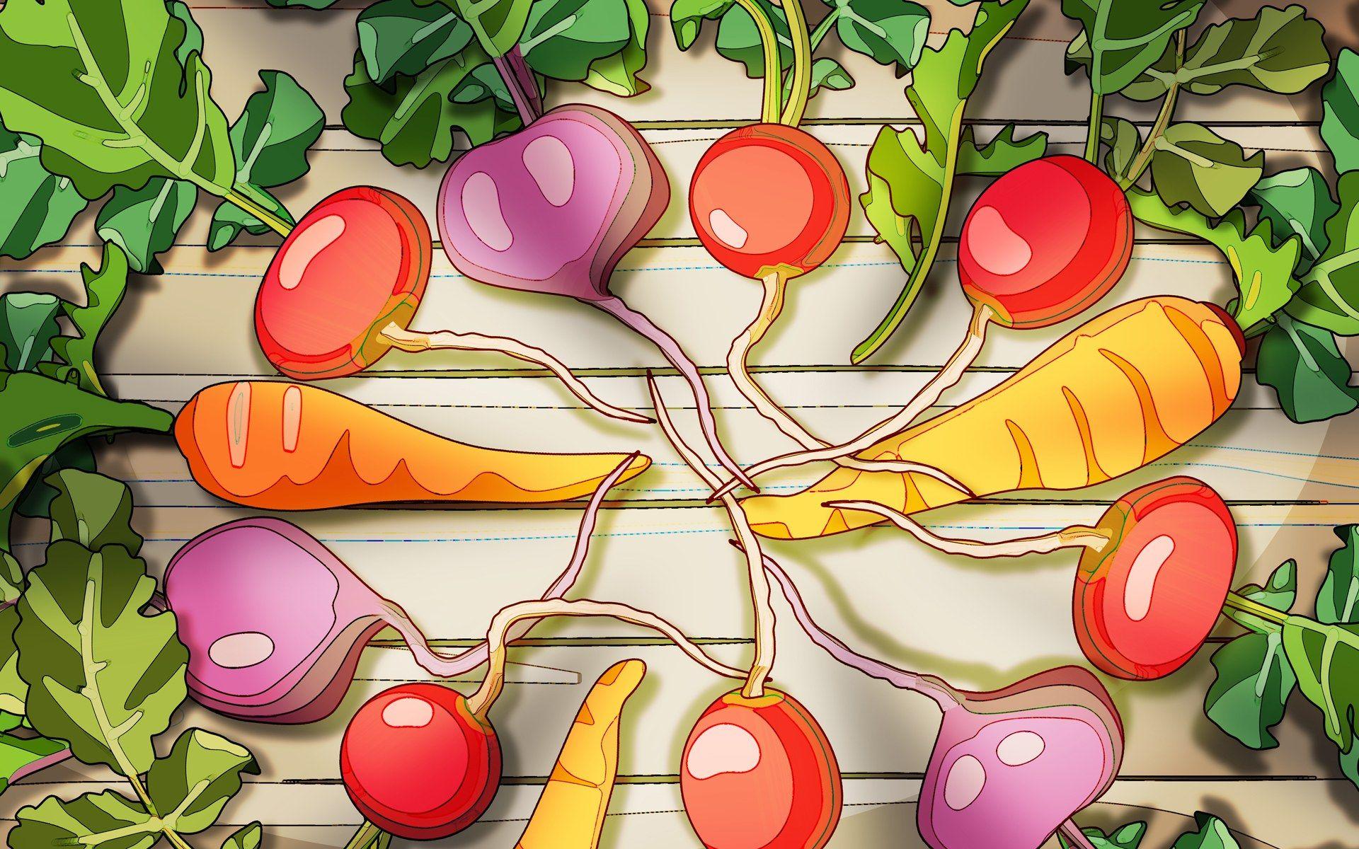 PSD Food illustrations 3192 fresh vegetables Wallpaper