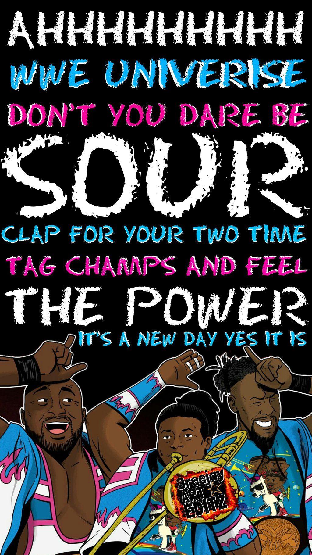 WWE NEW DAY CARTOON POSTER NON RAINBOW EFFECT