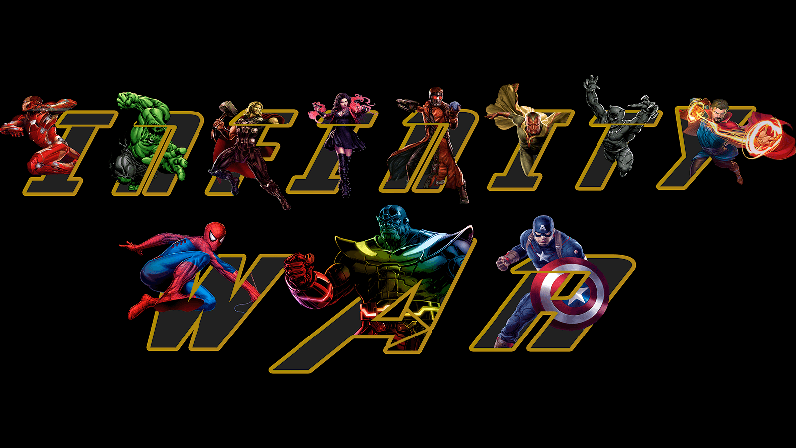 Infinity War Characters on Black Background Wallpaper and Background