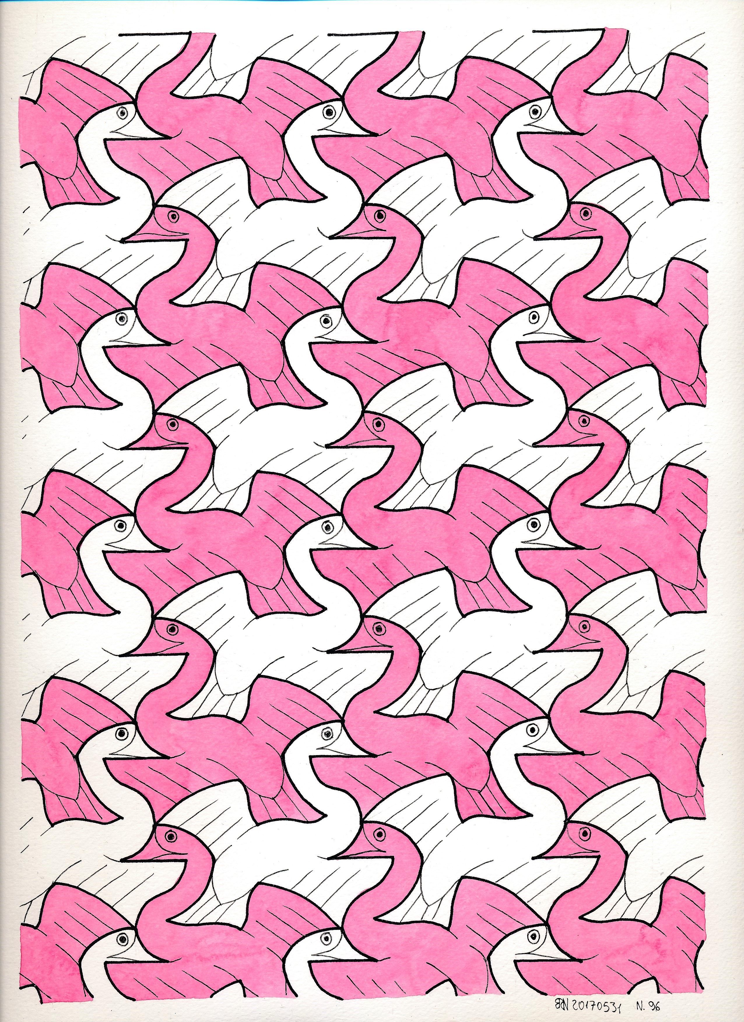 MC Escher nr 96 #tessellation #tiling #handmade #wallpaper #symmetry